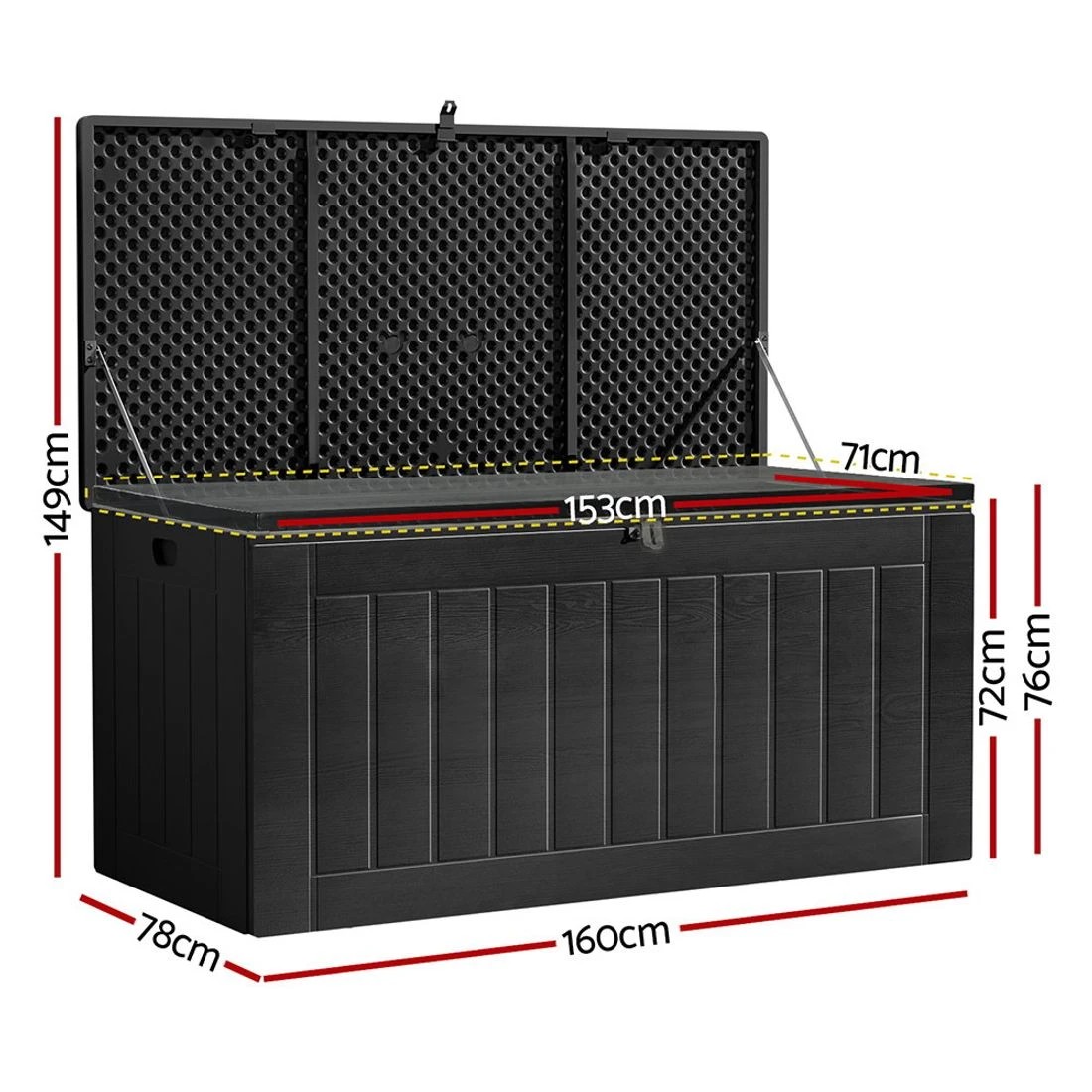 2 Gardeon Outdoor Storage Box 830L Container Lockable Bench Tool Shed - Black, 2 of 7