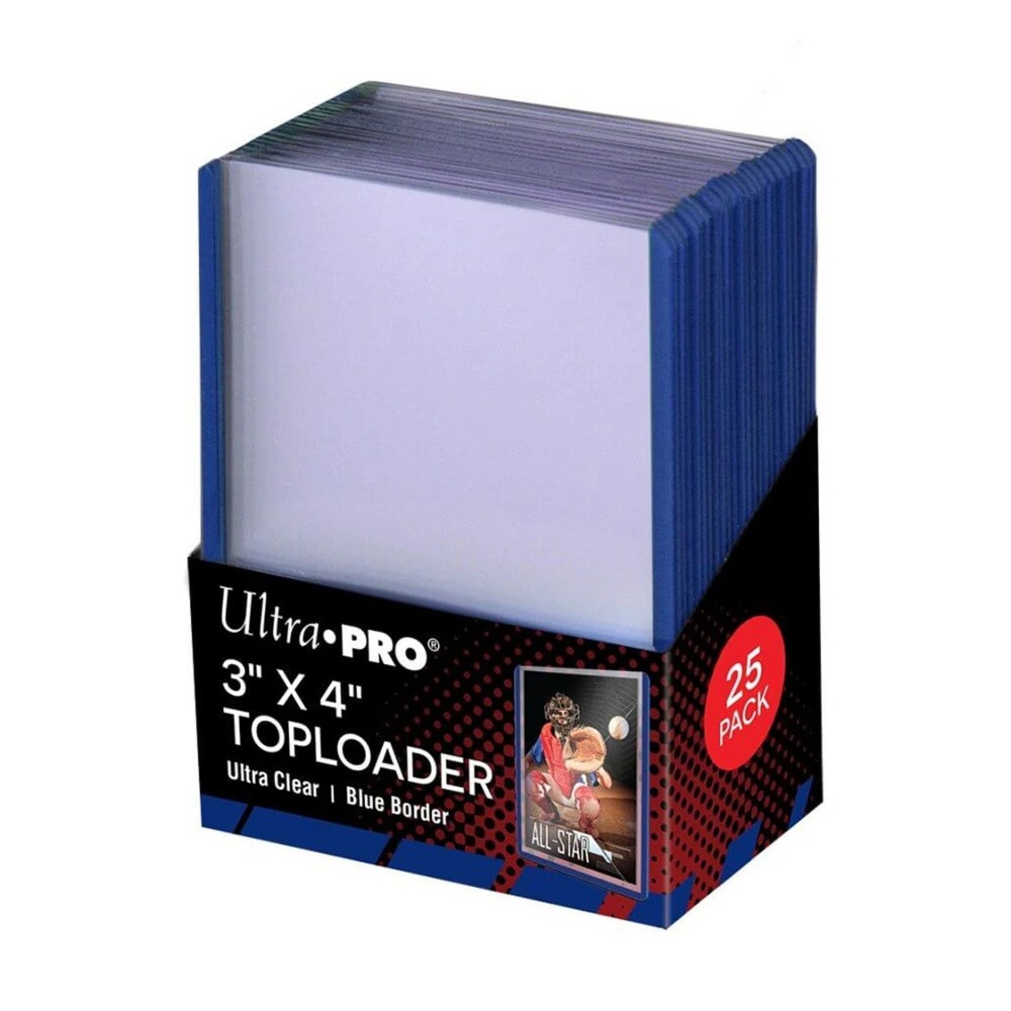 1 Ultra Pro - Super Premium Top Loader 3" x 4" Clear Sleeves 25-Pack - Blue Border, 1 of 2