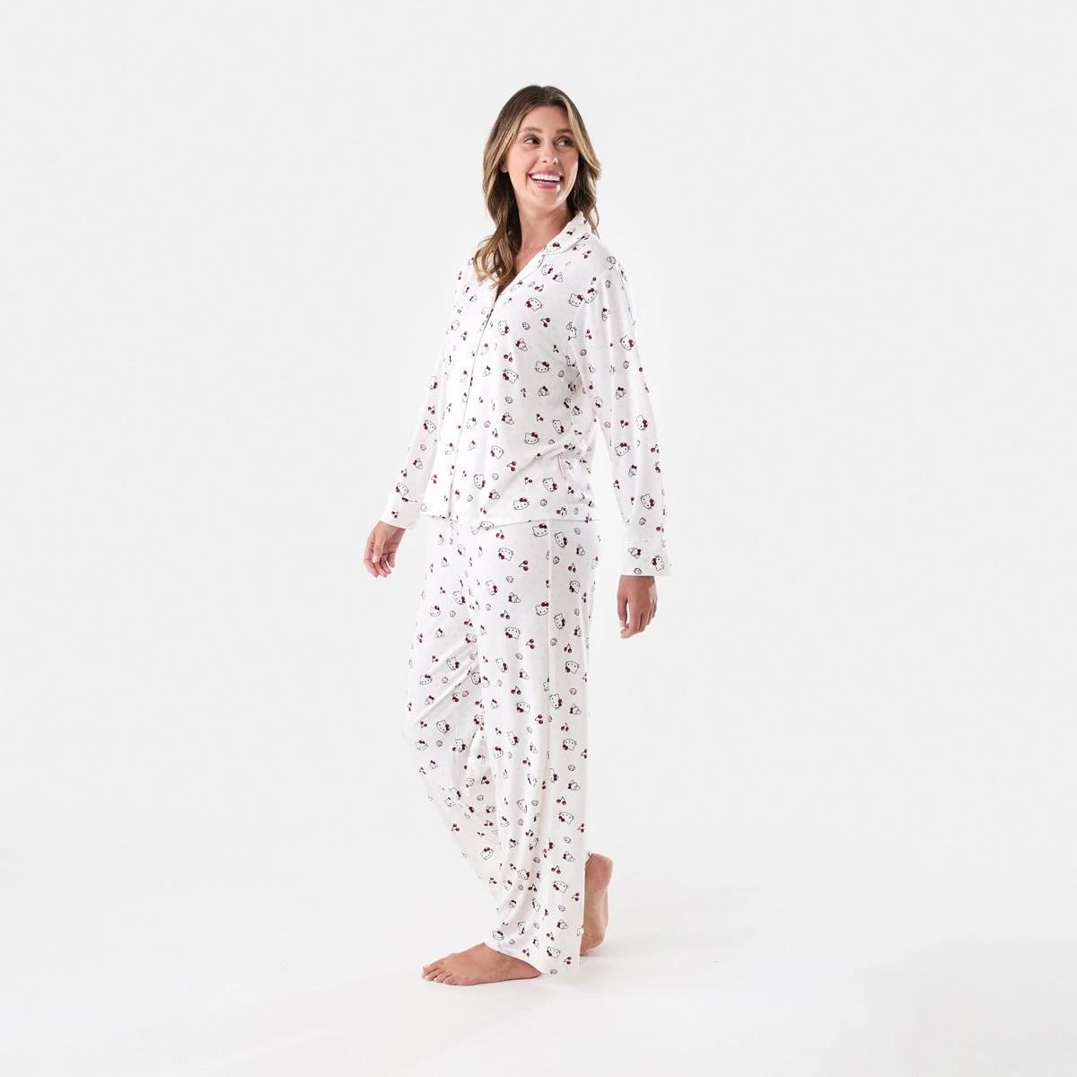 2 Hello Kitty License Long Sleeve Top and Comfort Pants Pyjama Set HELLO KITTY AOP WHITE, 2 of 7