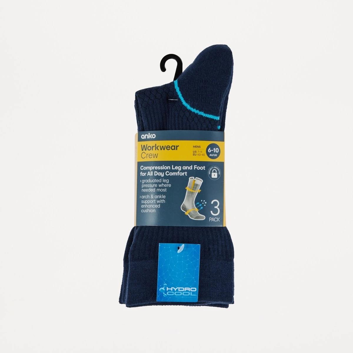 3 3 Pack Compression Crew Socks COMP NAVY, 3 of 3