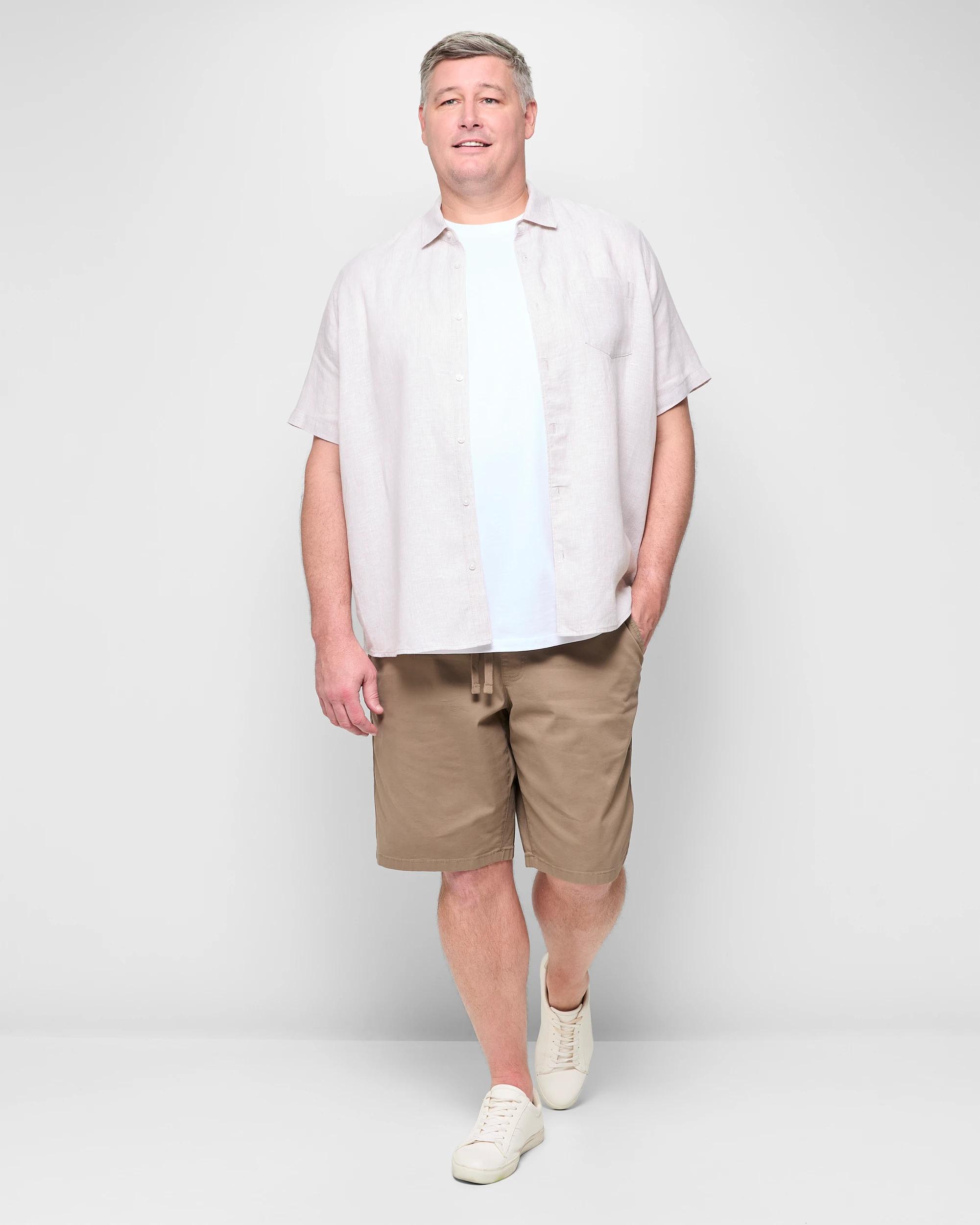 2 Target Plus Size European Linen Short Sleeve Shirt LIGHT STONE, 2 of 5