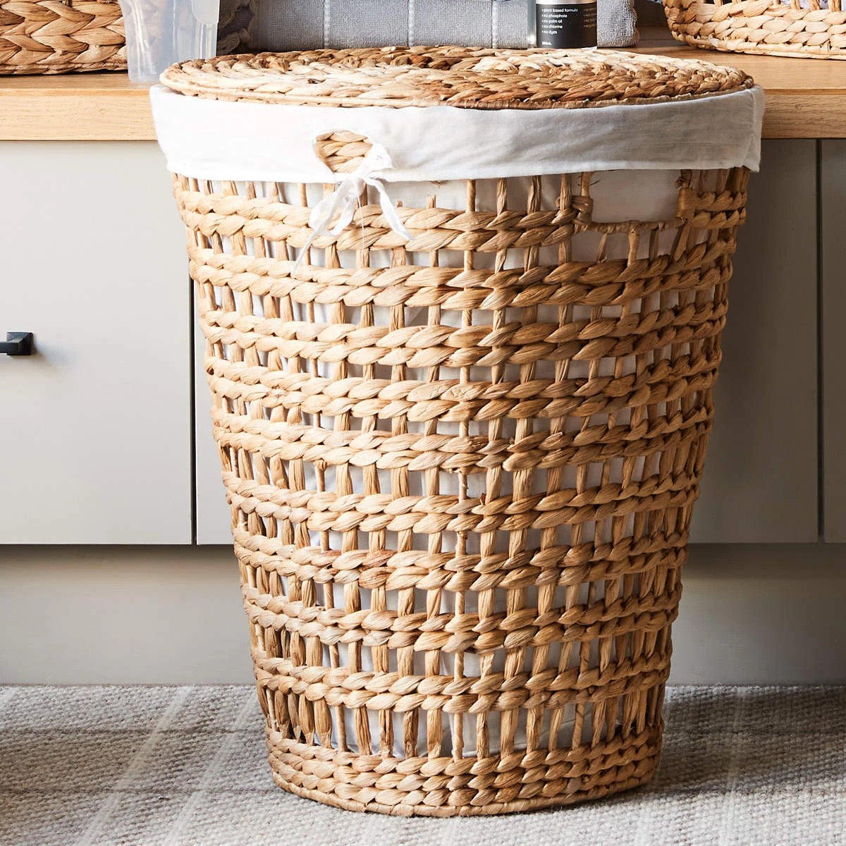3 Round Open Weave Hamper with Lid, 3 of 3