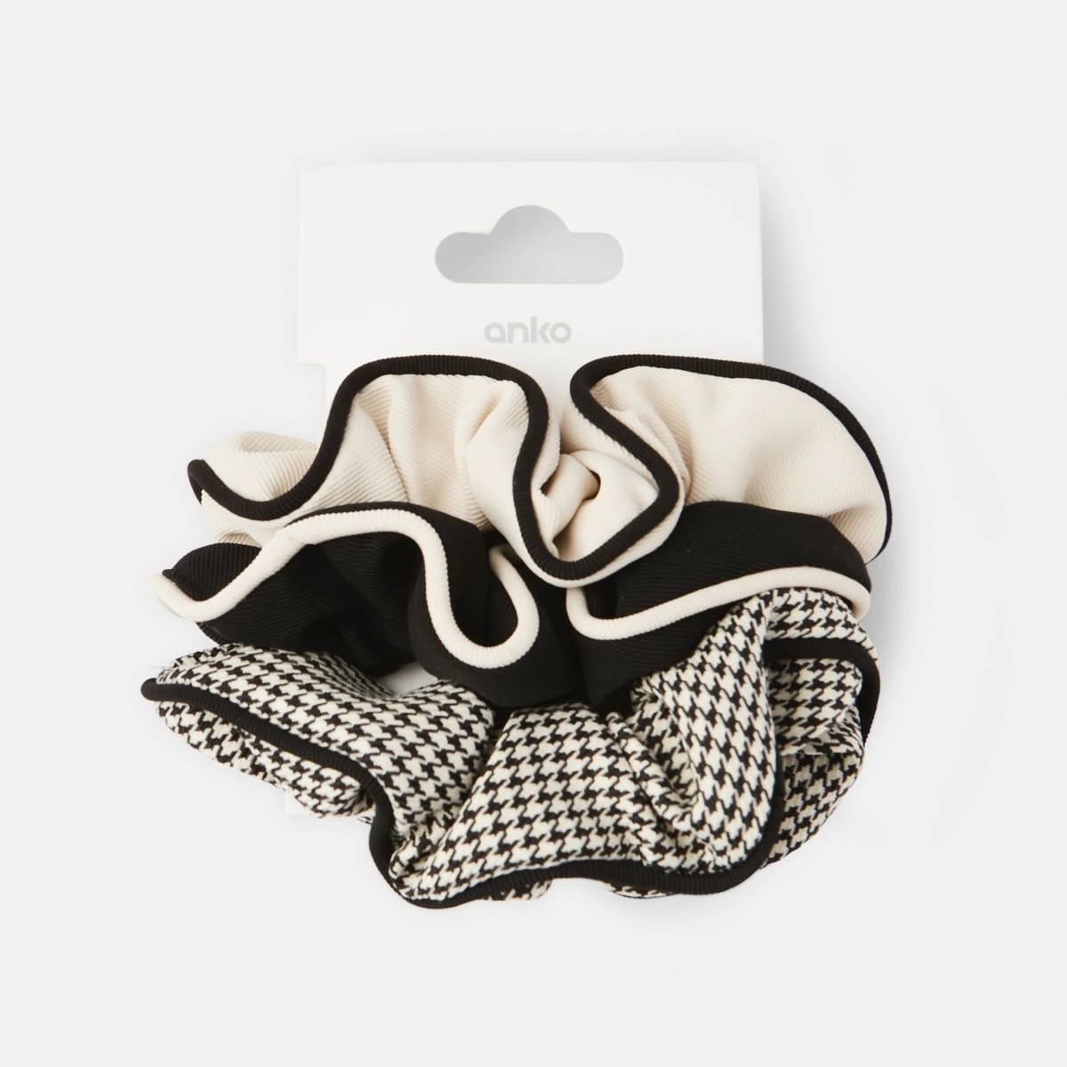 5 3 Pack Black and White Contrast Trim Hair Scrunchies, 5 of 5