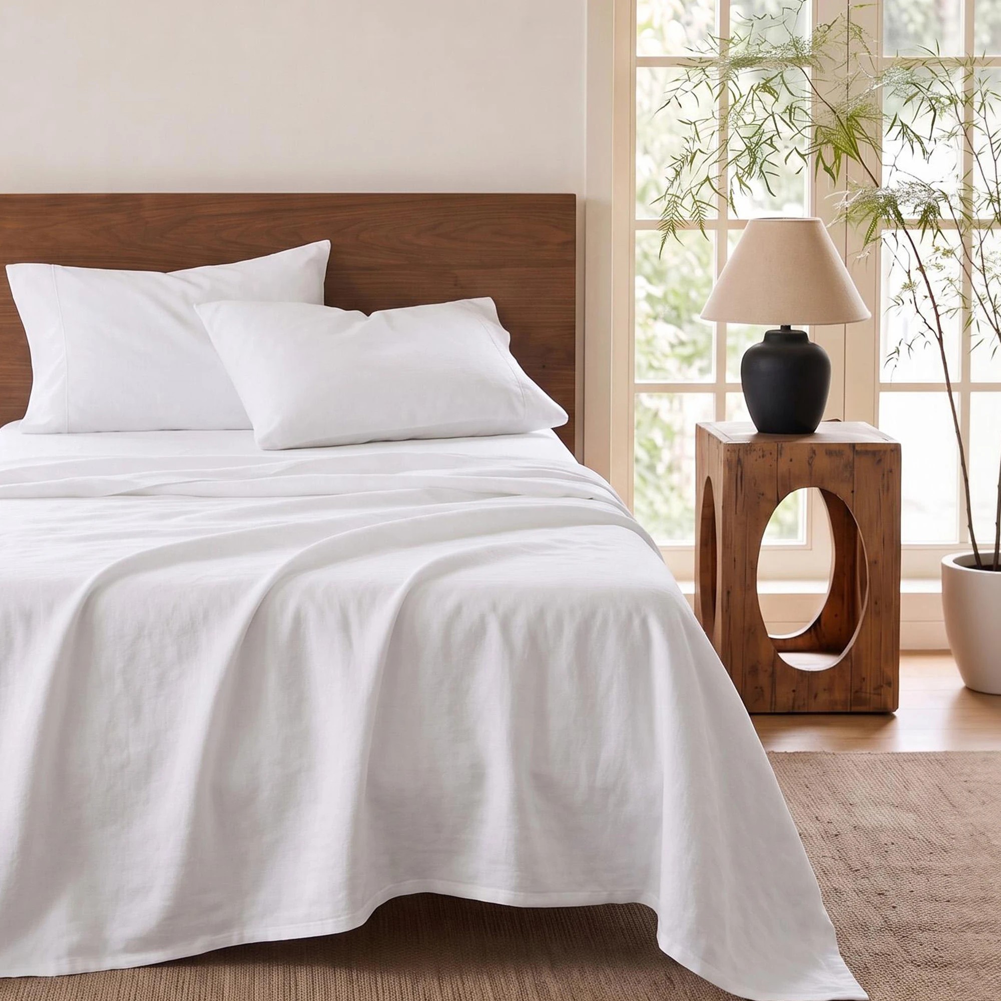 10 Giselle Bedding 500TC 100% Cotton Bed Sheet Set Includes Fitted Sheet 40cm Deep Pocket - Single Bed - White, 10 of 10