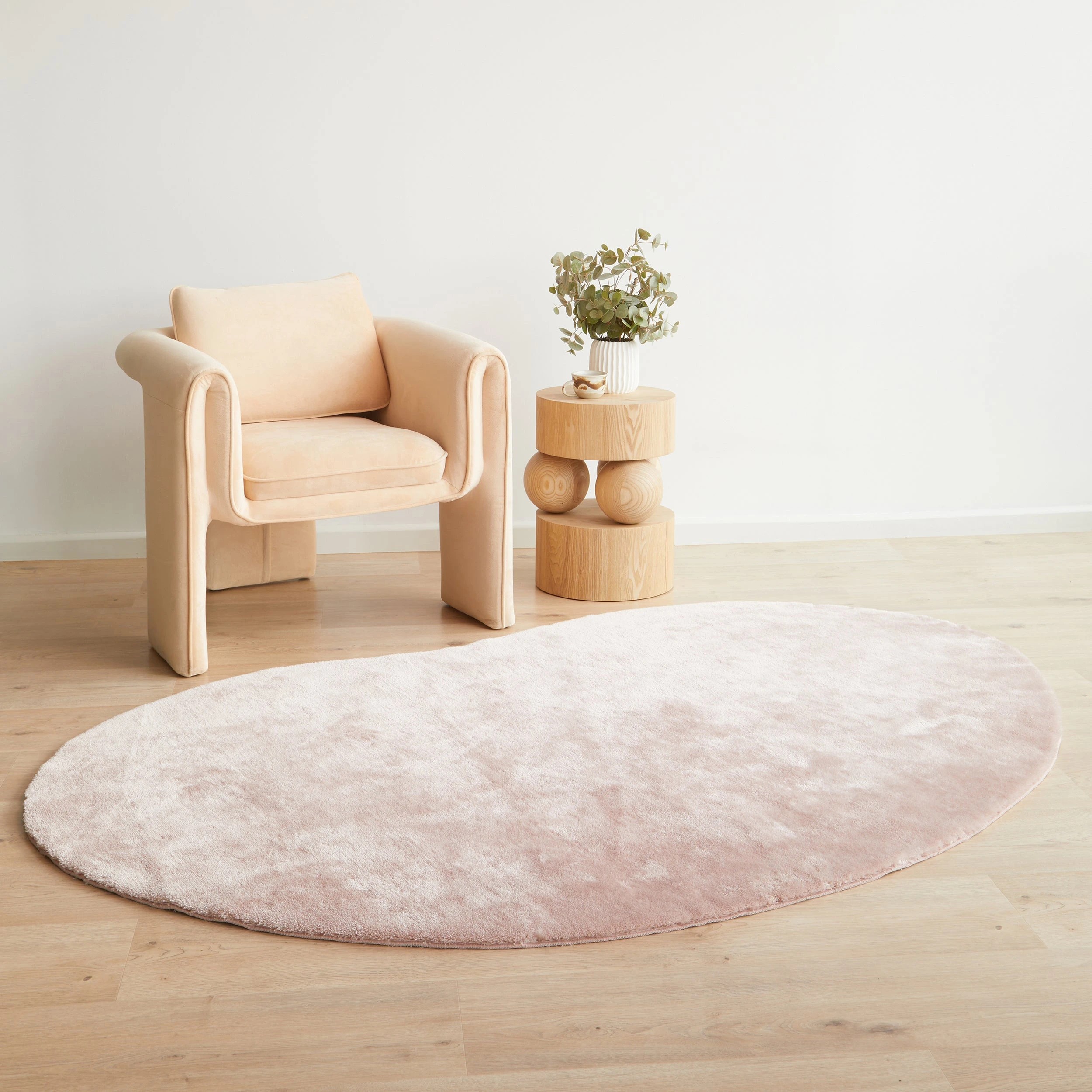2 Common Ground Rugs Gelato  Bean 270x180cm - Large Washable Shapped Rug - Pink, 2 of 6