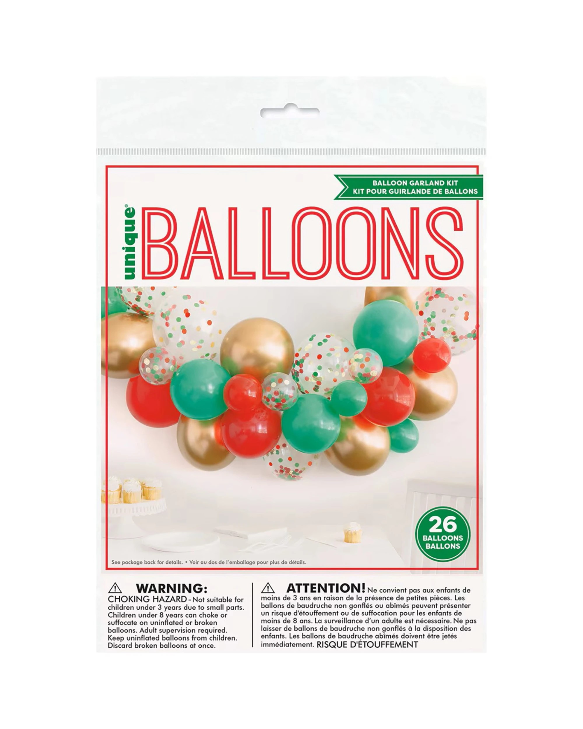 2 Unique Christmas Red Green And Gold Confetti Balloon Garland Kit - Multi, 2 of 2