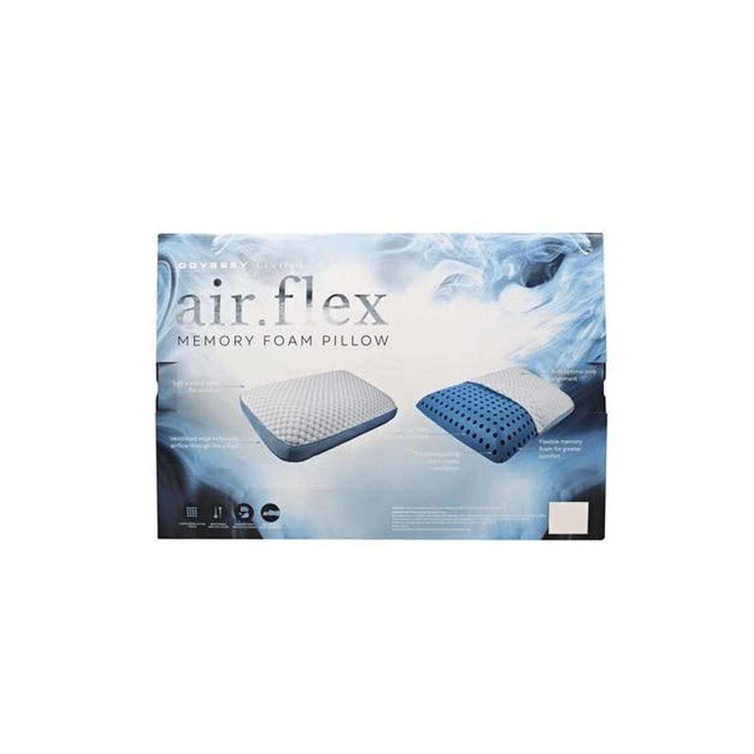 2 Odyssey Living Air Flex Memory Foam Pillow, 60 x 40 x 13 cm, White - White, 2 of 4