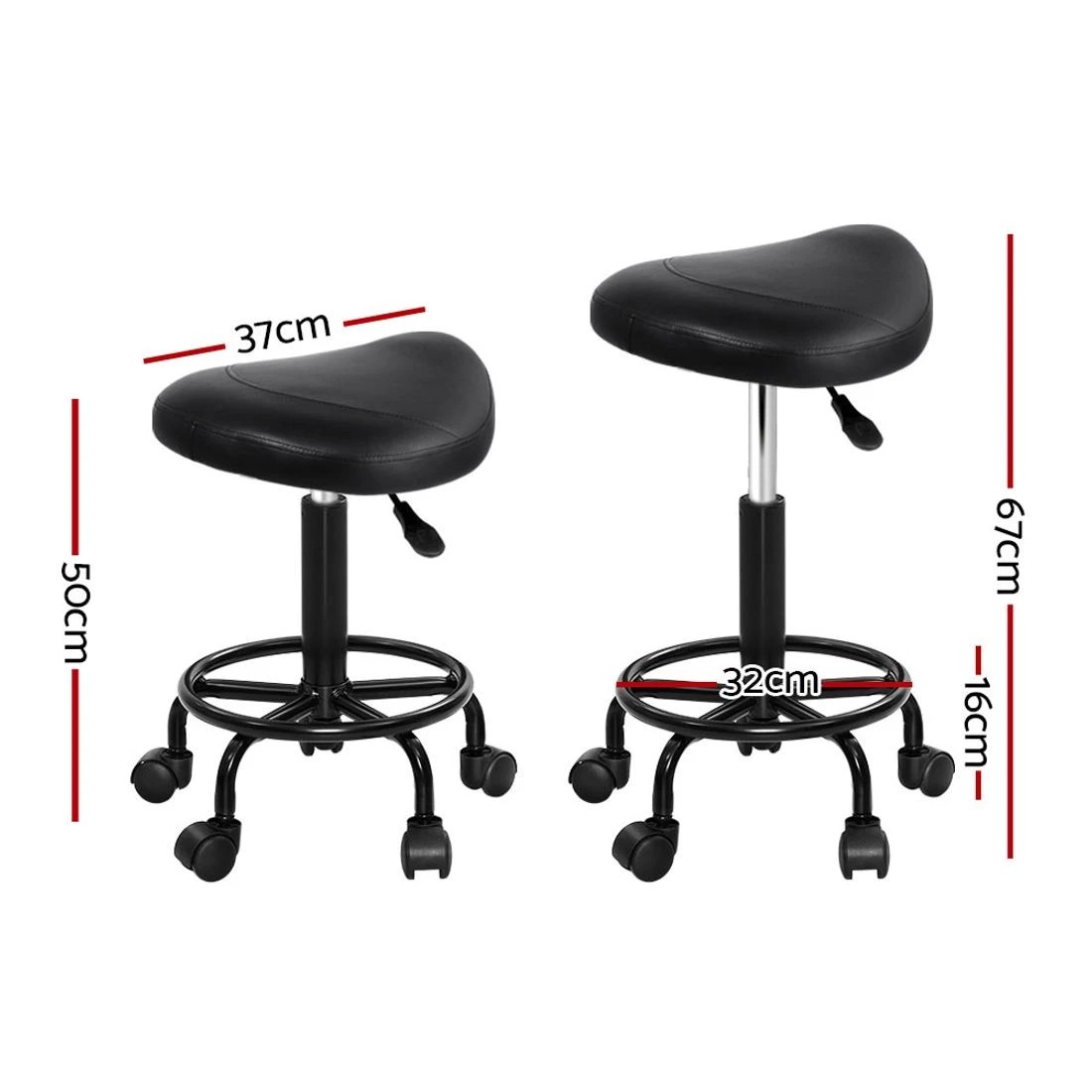 2 Artiss Salon Stool Saddle Swivel Chair
 - black, 2 of 3