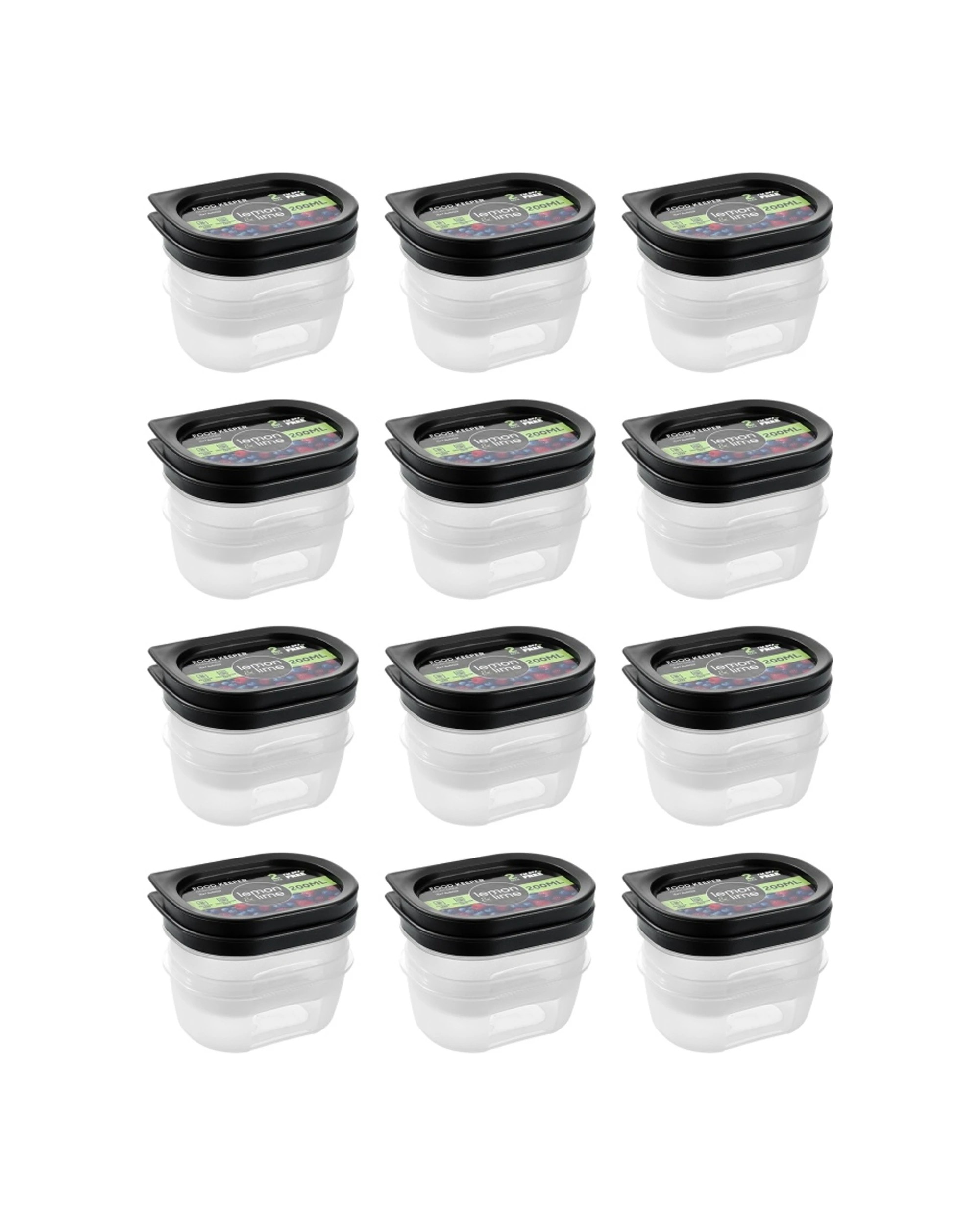 1 Lemon & Lime 12x 2pc Food Reusable Container Organiser 200ml - Clear, 1 of 7