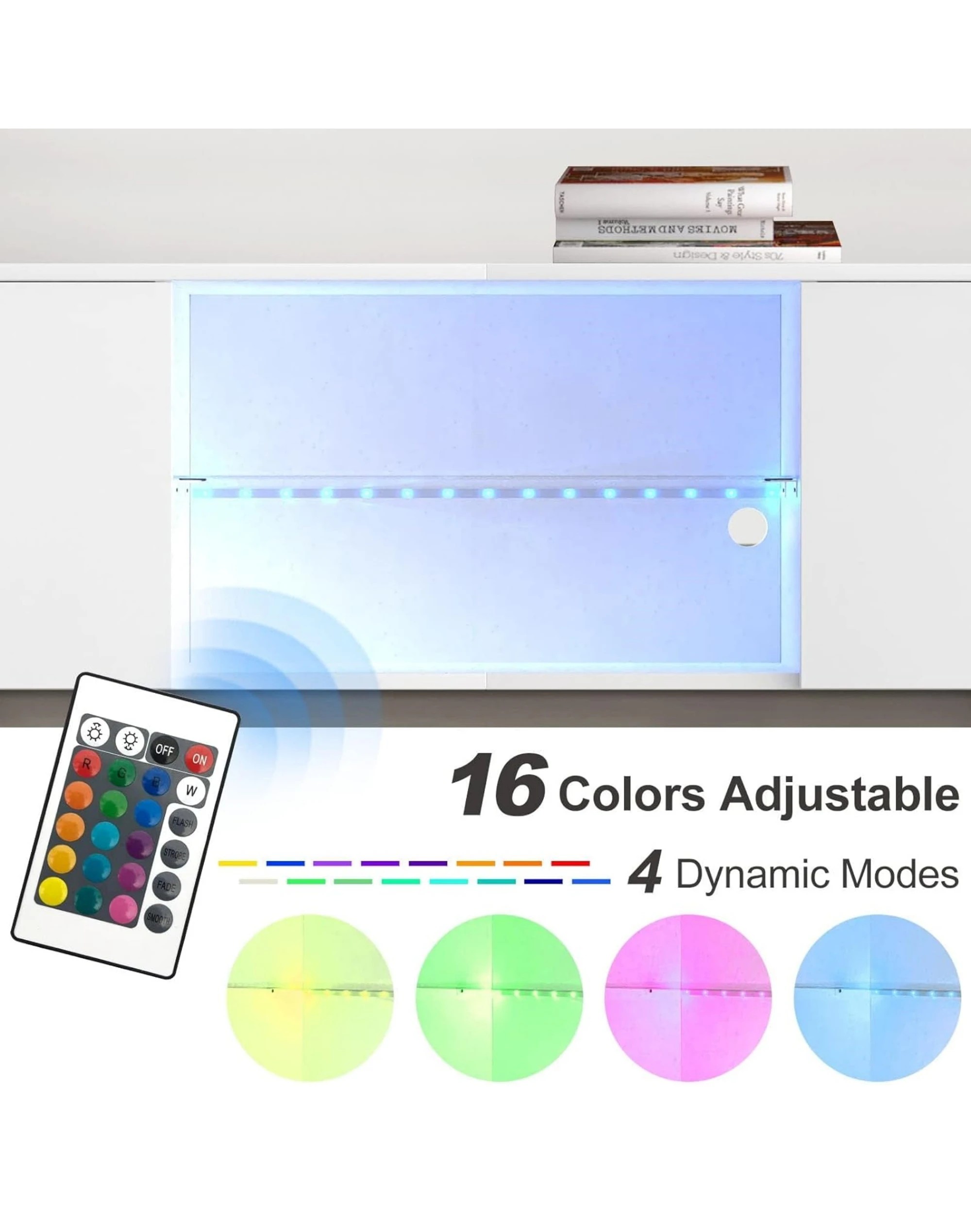 5 Advwin Tv Cabinet 160cm Led Entertainment Unit Stand Glass Shelf White, 5 of 9