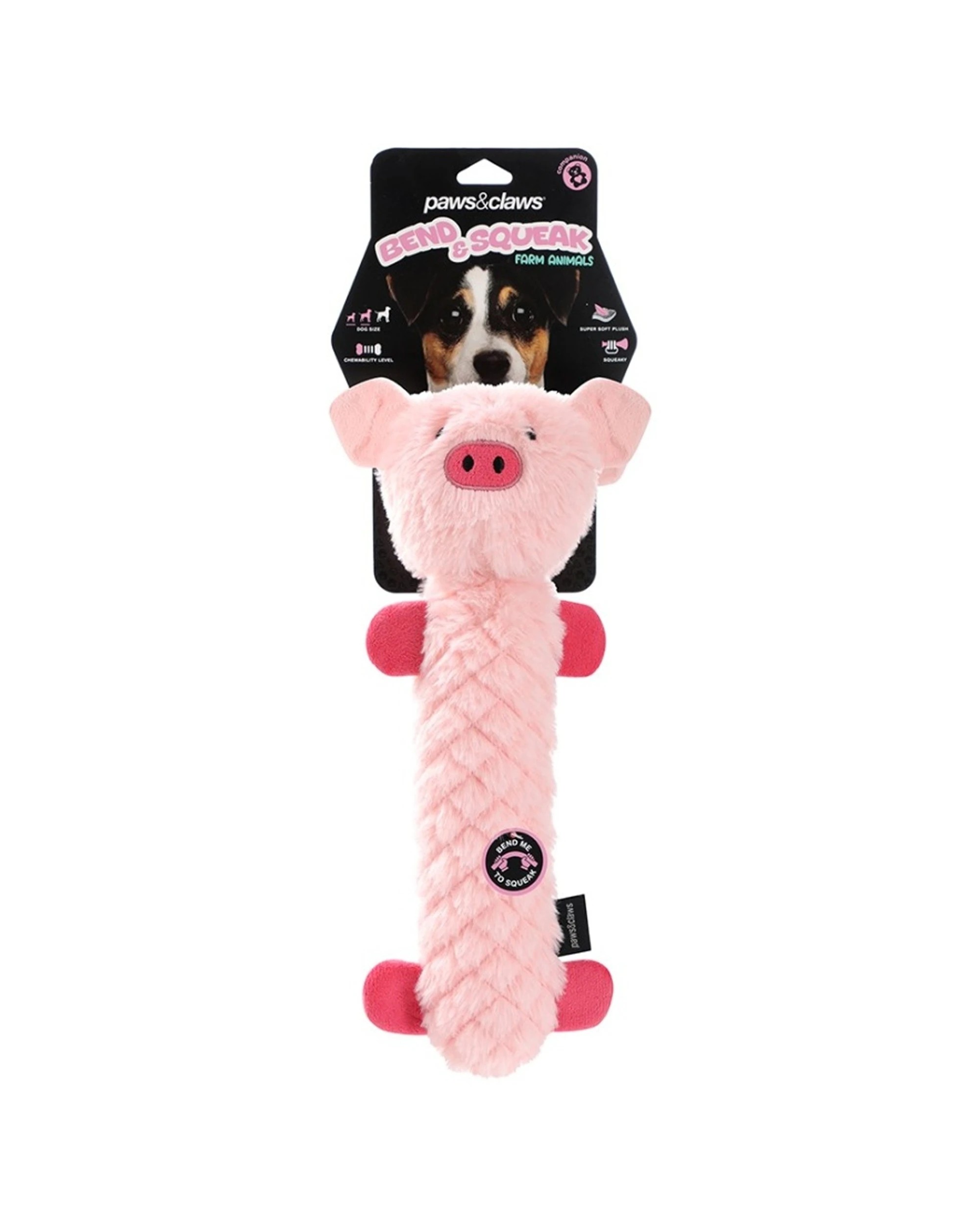 2 Paws & Claws 6PK Pet Dog Toy Bend Squeaker 40cm - Assorted, 2 of 7