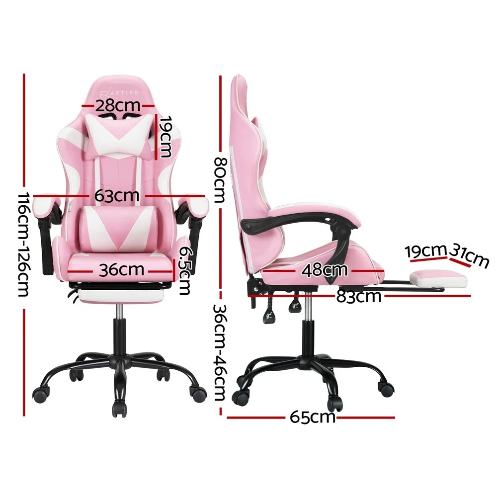 2 Artiss 2 Point Massage Gaming Office Chair Footrest - Multi, 2 of 5