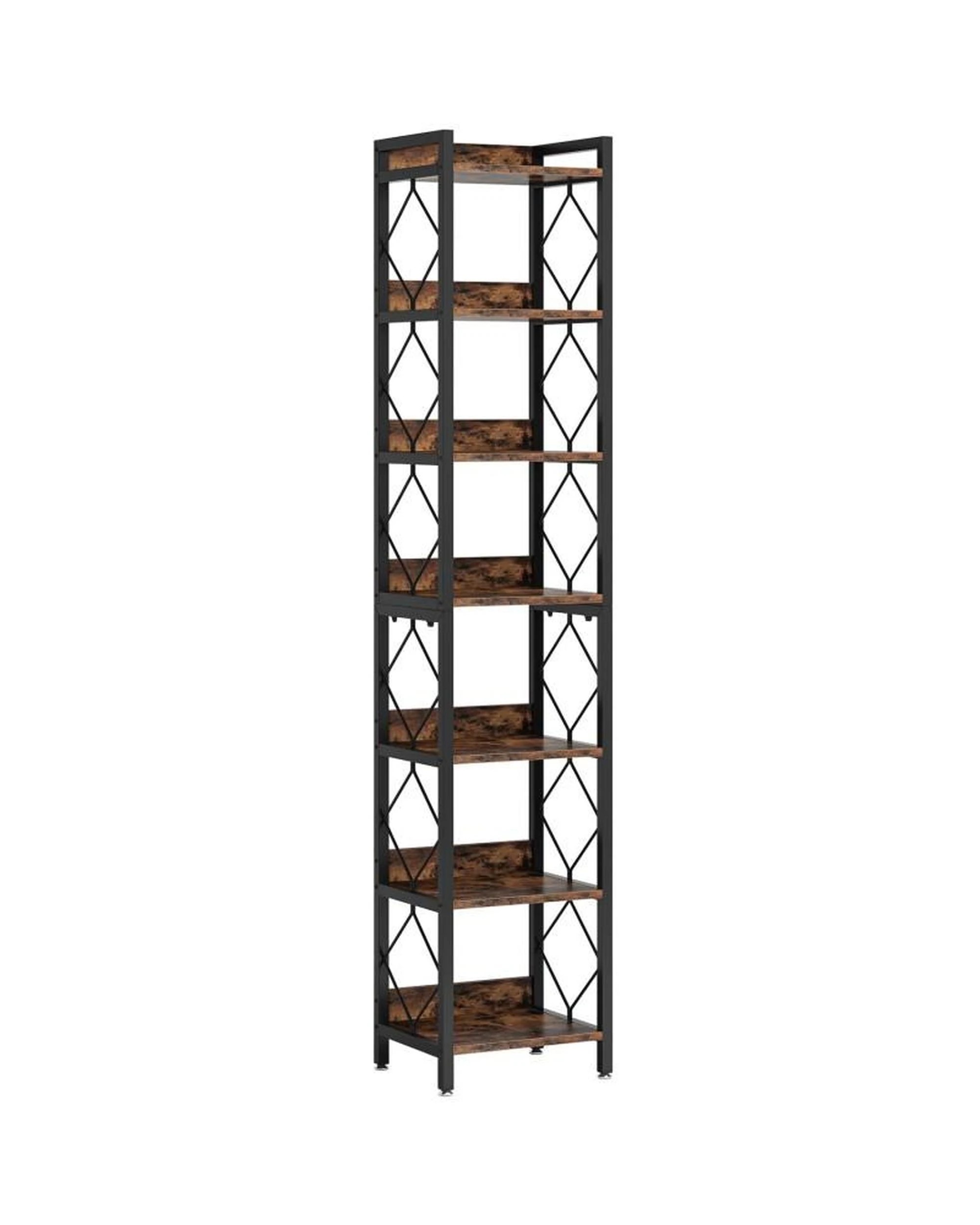 1 OAKORY 7-Tier Corner Shelf, 200cm Tall Bookcase with Sturdy Metal Frame & Open Shelf  Freestanding, 1 of 7