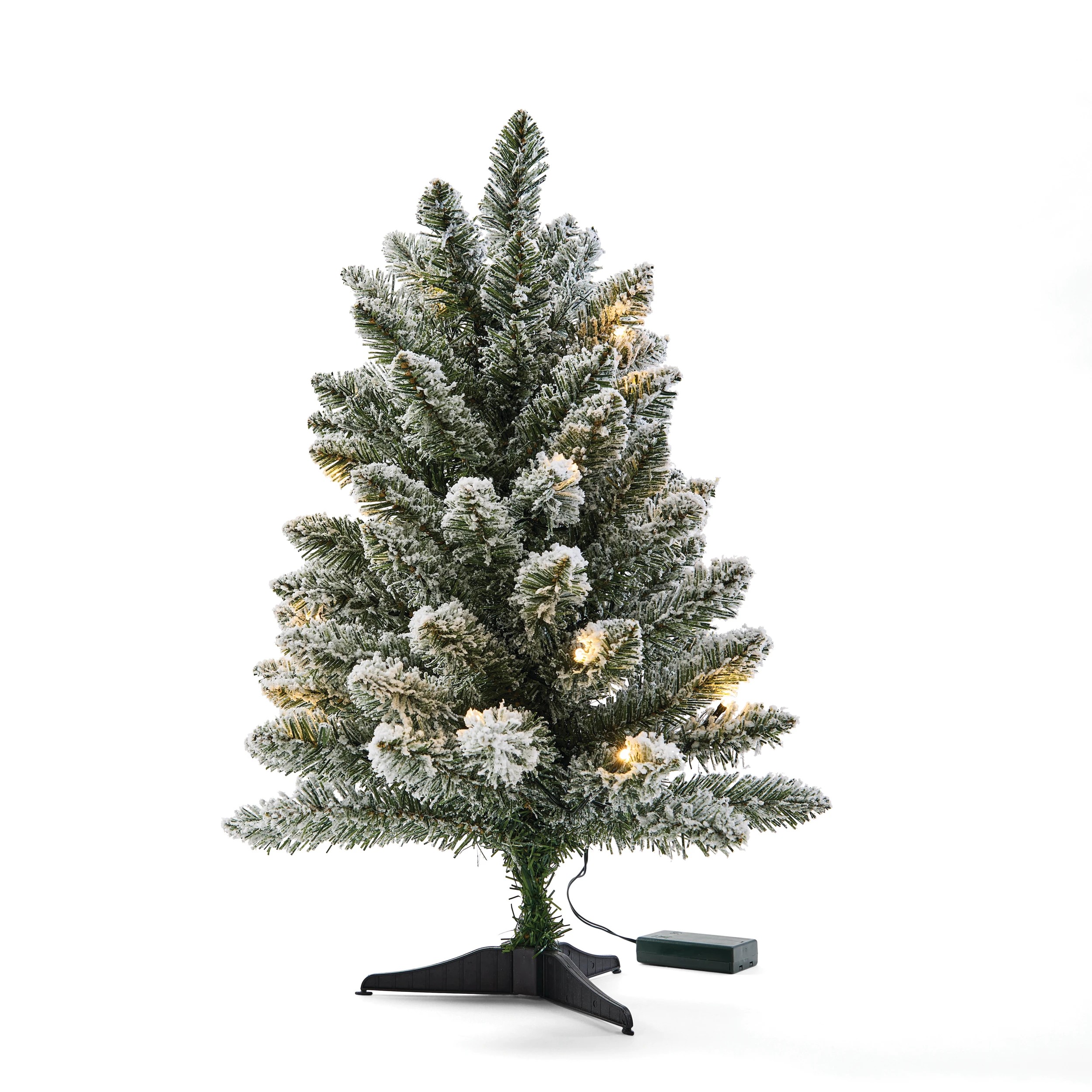 5 60cm (2ft.) Light Up Mini Green Flocked Christmas Tree, 5 of 10