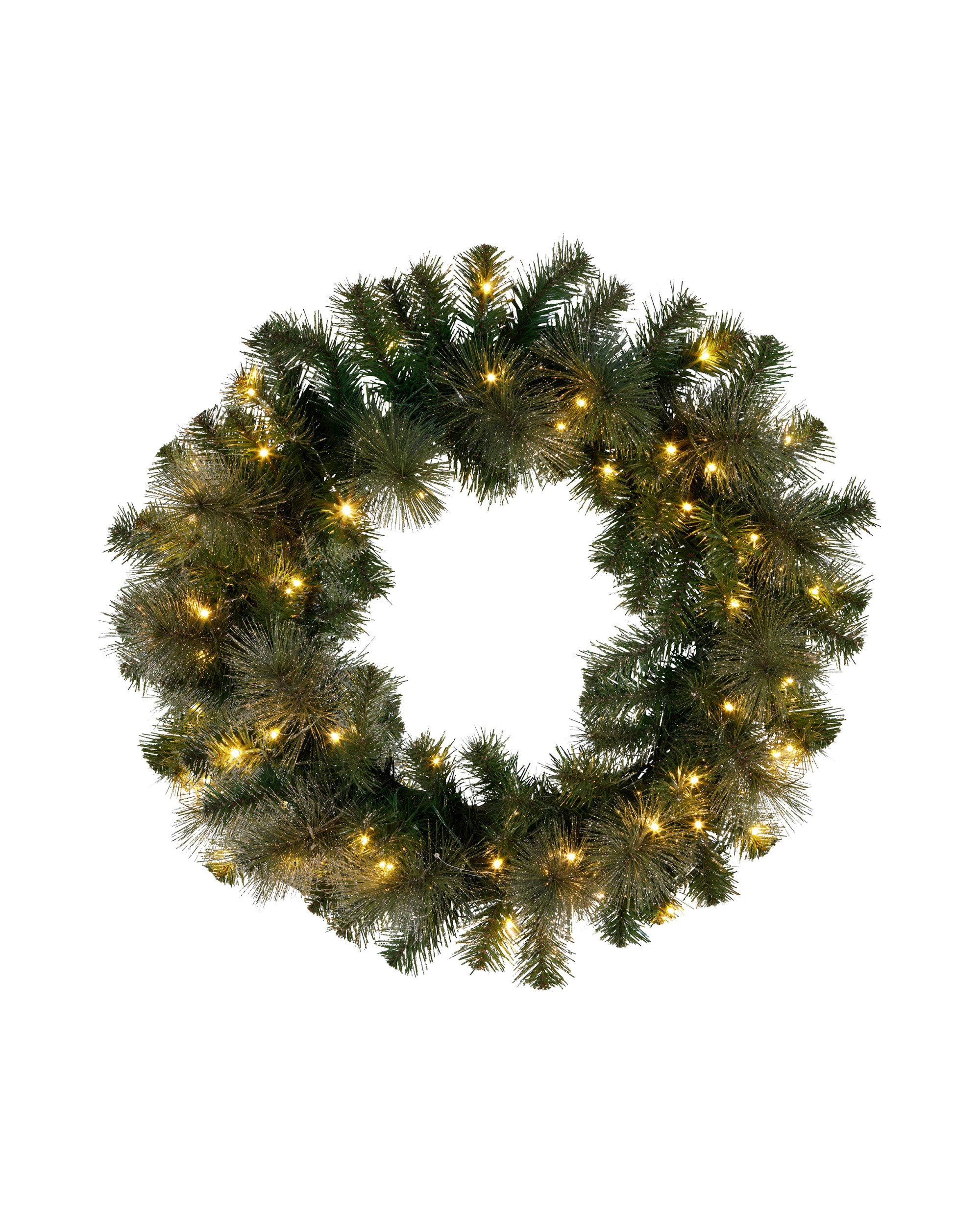3 Christabelle 61cm Christmas Wreath Led Lights Glittery Gold Pine Front Door Decoration Ornament, 3 of 7