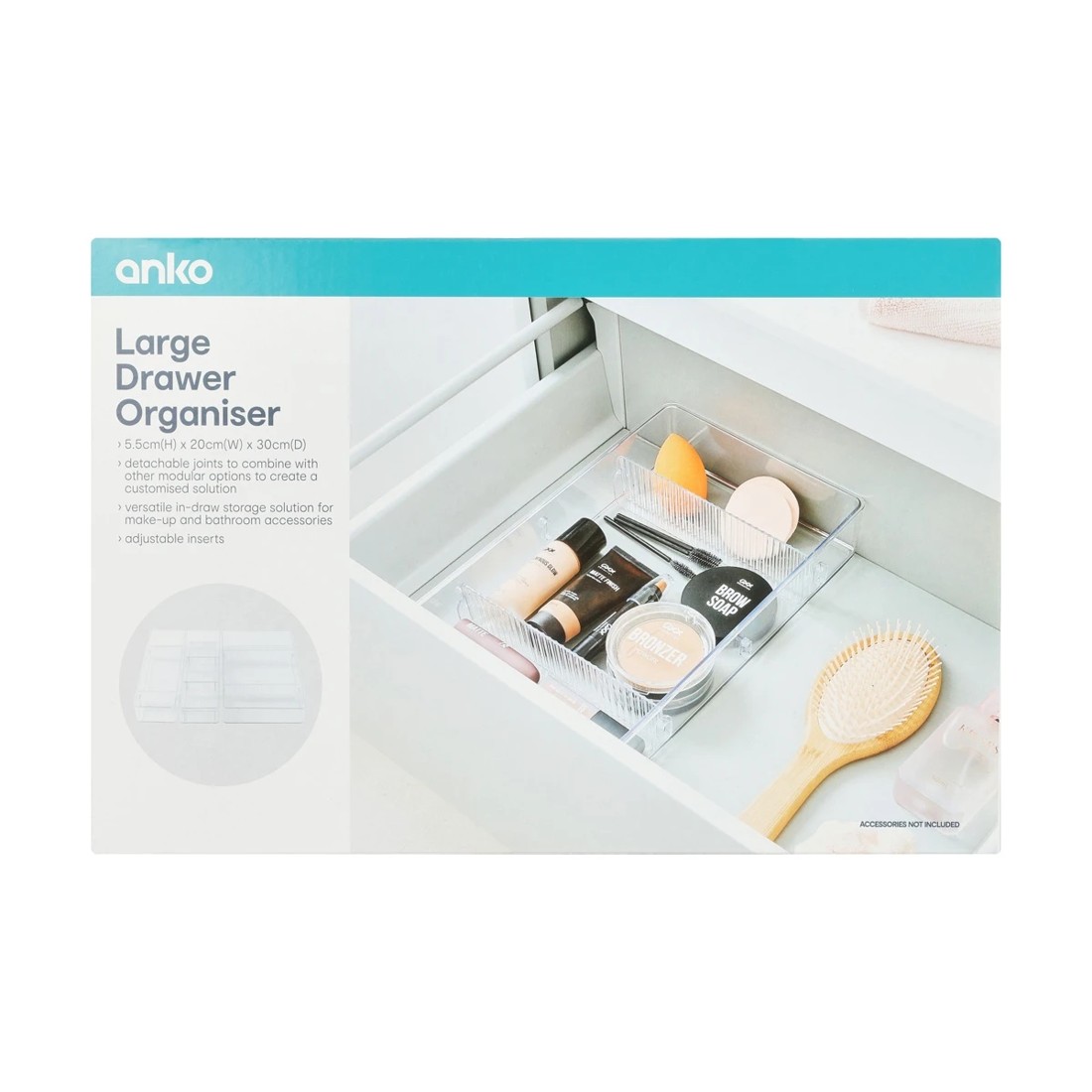 10 Large Drawer Organiser - Clear, 10 of 10