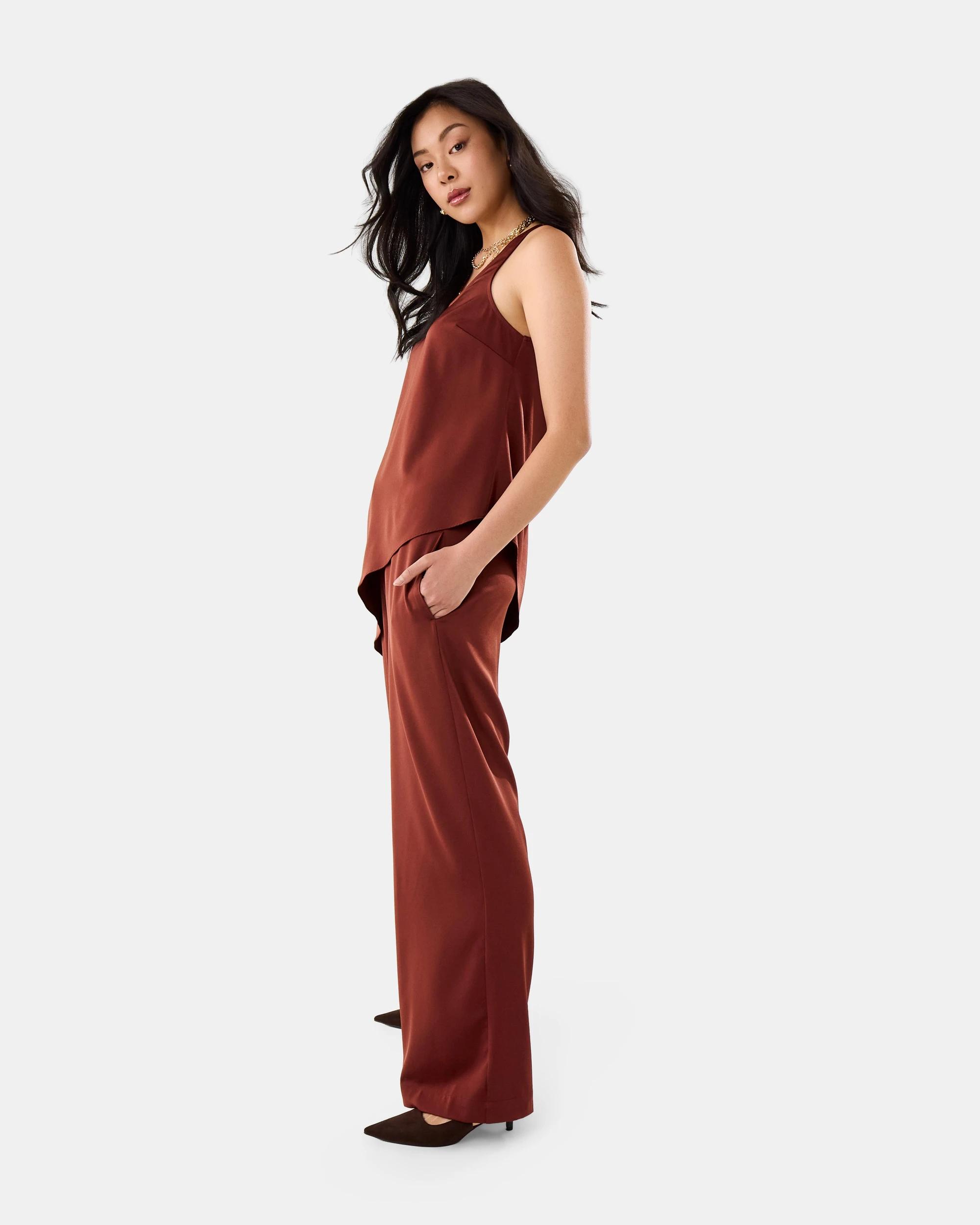 3 Satin Pants Burnt Rust, 3 of 6