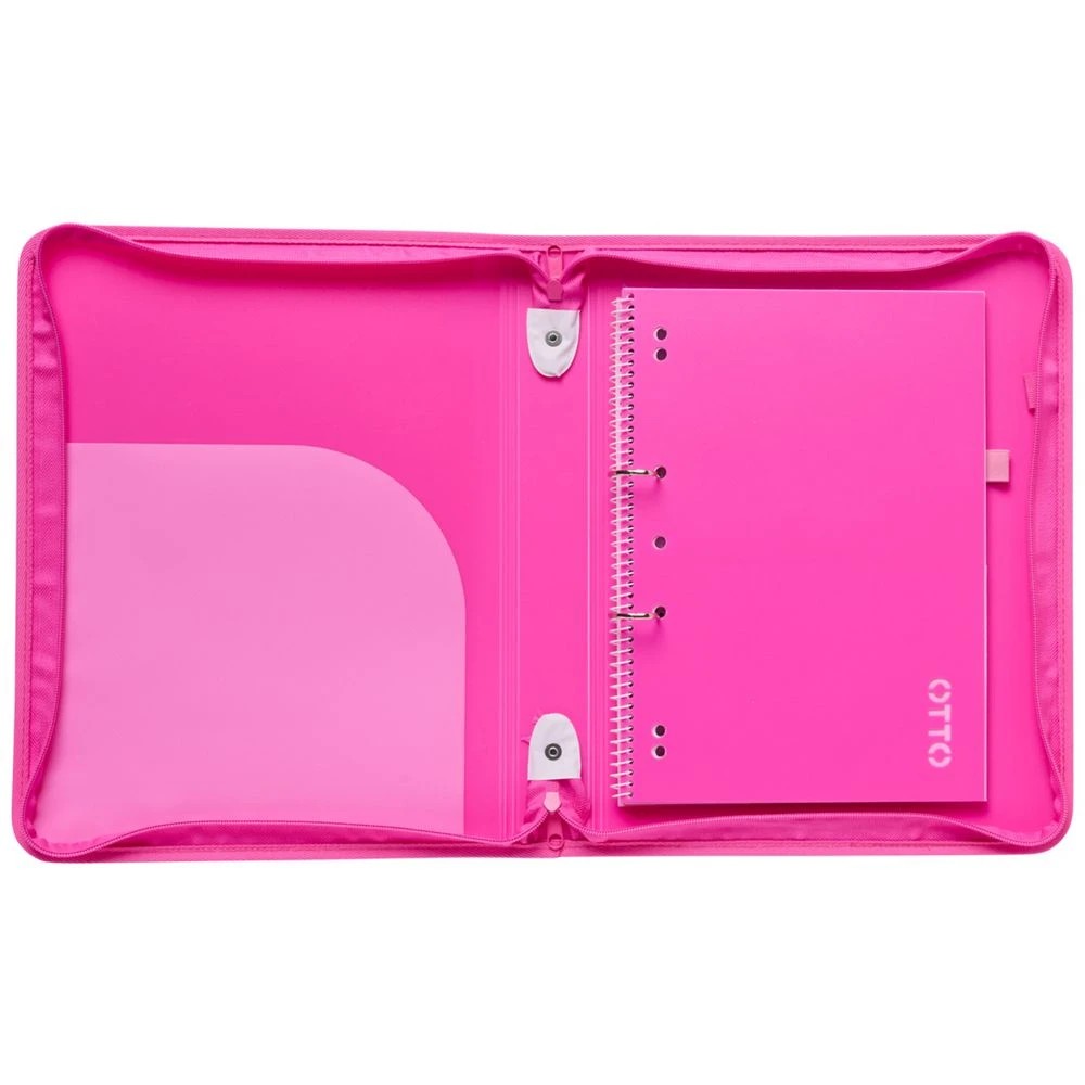 4 Otto A4 Recycled 2 D-Ring Zipper Binder Hot Pink, 4 of 5