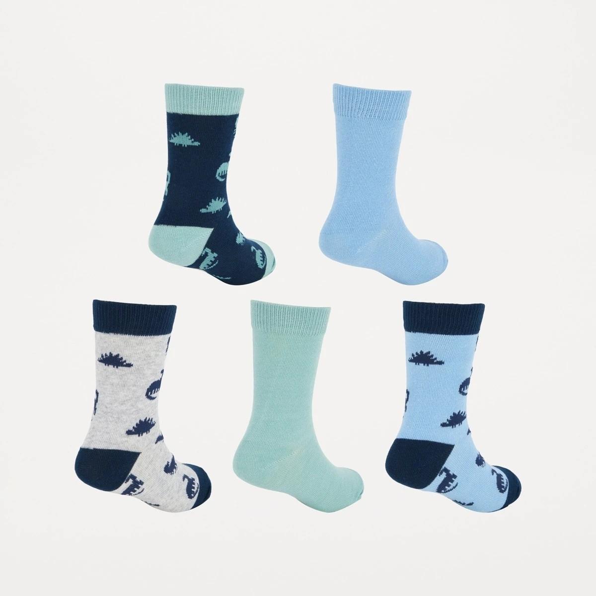 2 5 Pack Crew Socks Multi Dino, 2 of 3