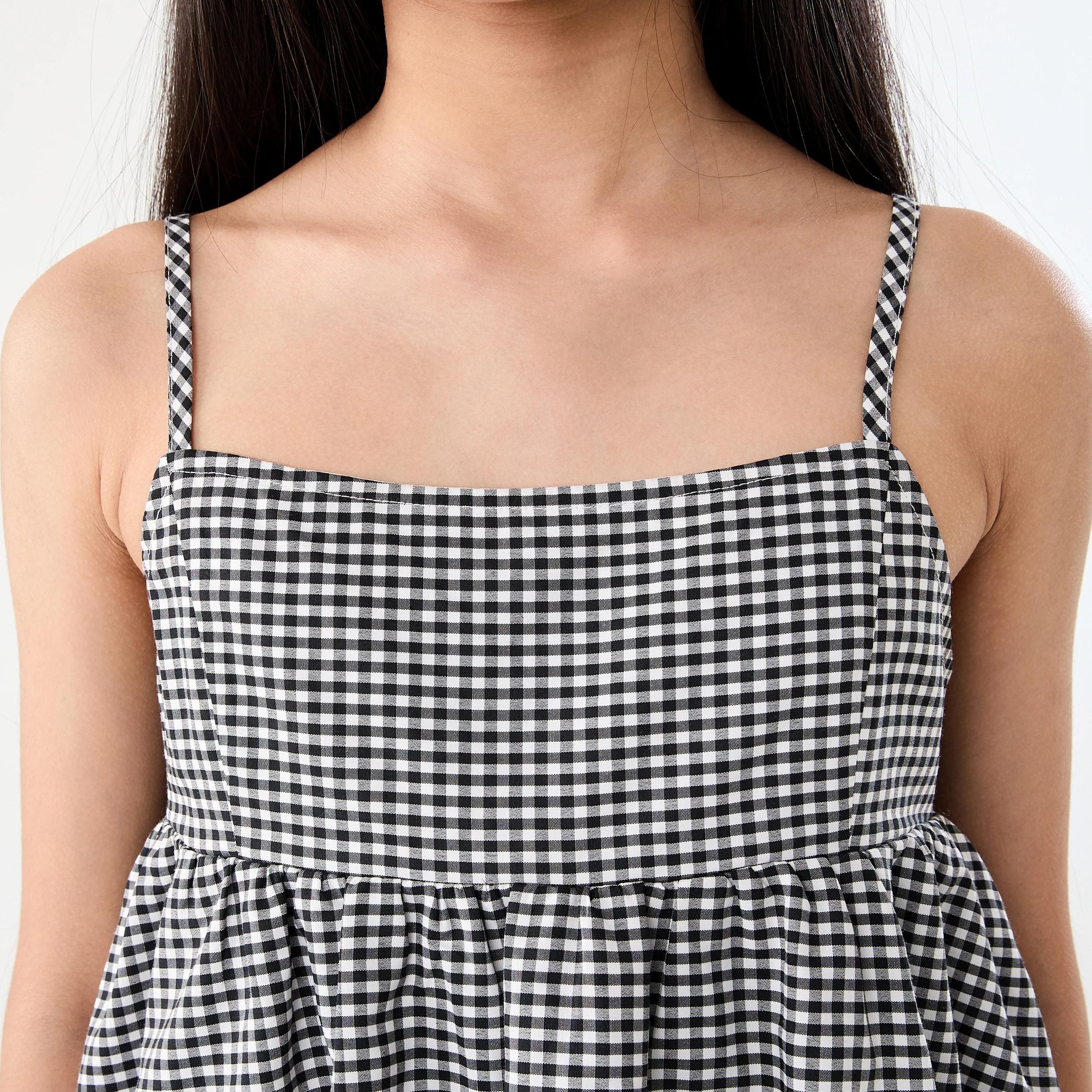 4 Bubble Hem Woven Top Blk Gnghnm, 4 of 8