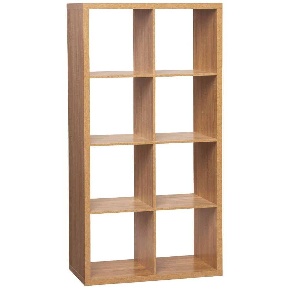 1 Horsen 8 Cube Bookcase Oak Shelves Home Office Storage, 1 of 5