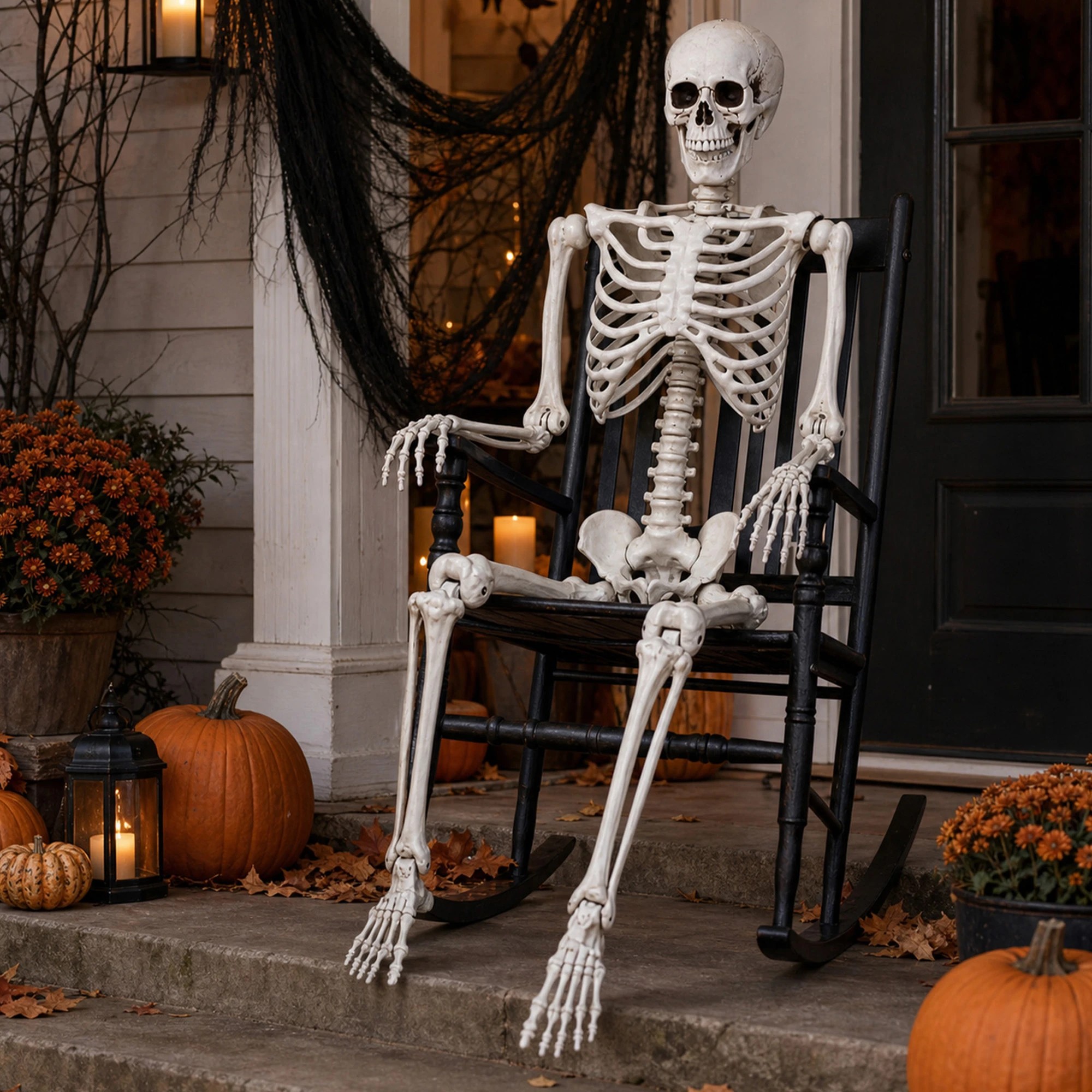 7 Yezi Halloween Decorations Skeleton 169cm Life Size Posable ABS White, 7 of 8
