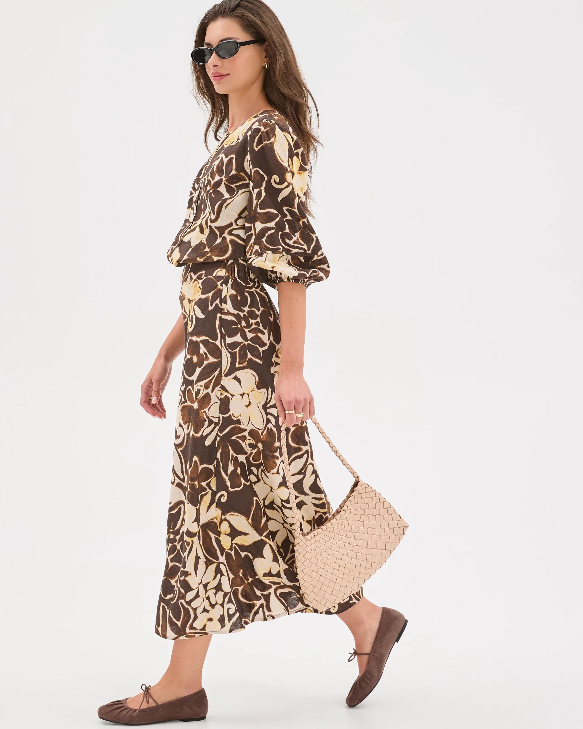 3 Target Petites Petites European Linen Seam Detail Midi Skirt FLORAL PRINT, 3 of 6