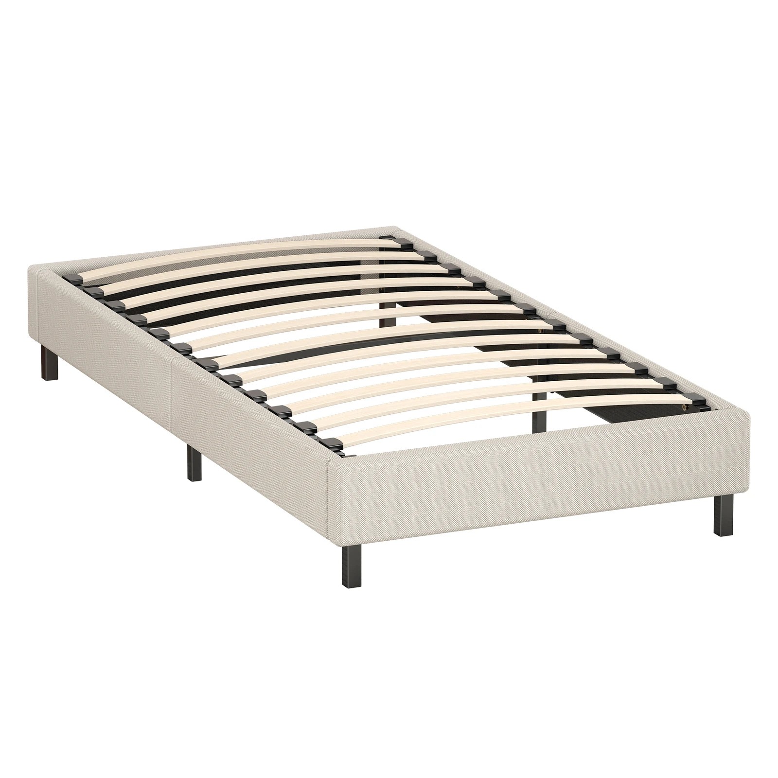 10 Alfordson Bed Frame Single Size Mattress Base Foundation Beige Fabric Basel - Beige, 10 of 10