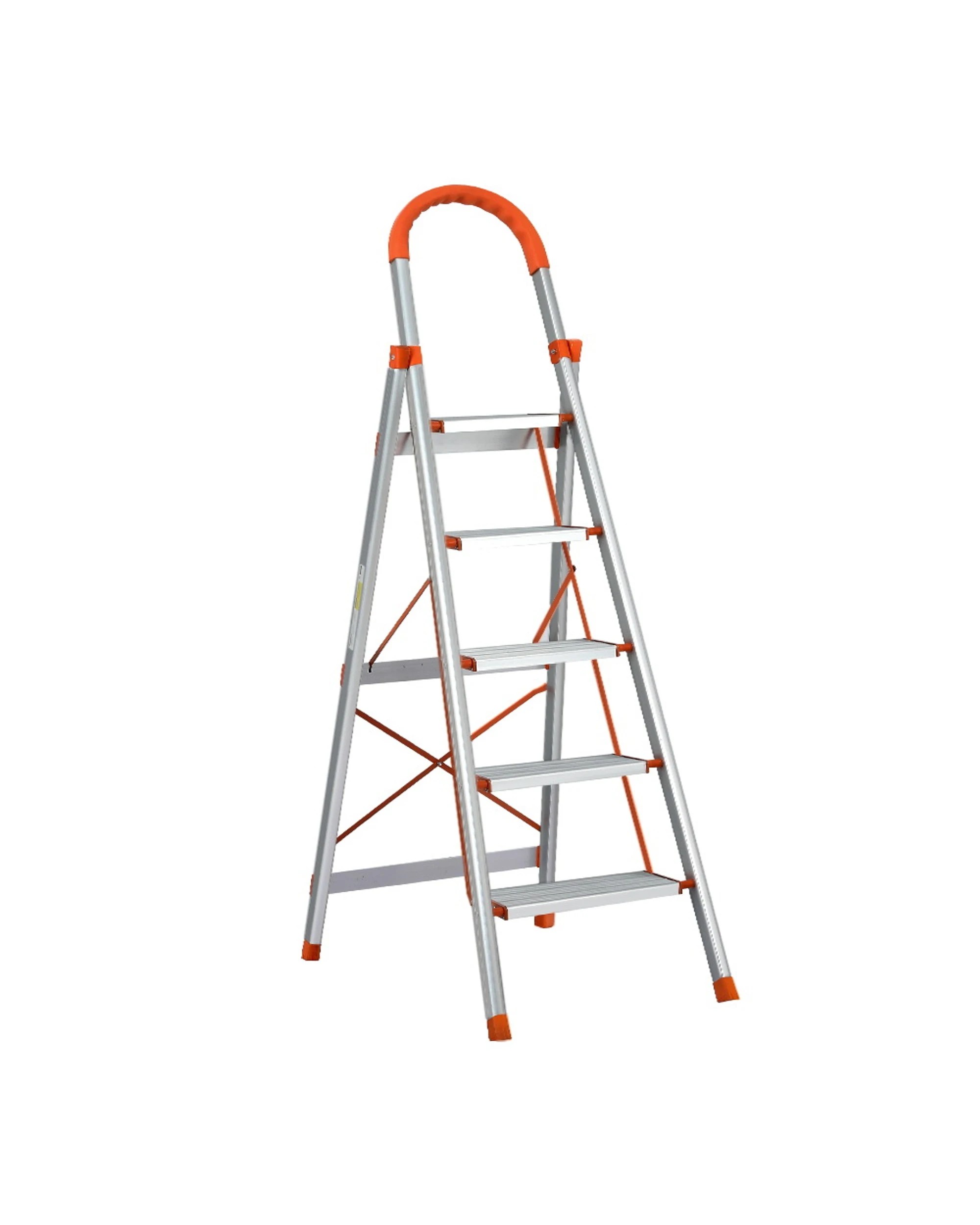 1 Giantz 5 Step Ladder Multi-Purpose Folding Aluminium Light Weight Platform - Silver, 1 of 5