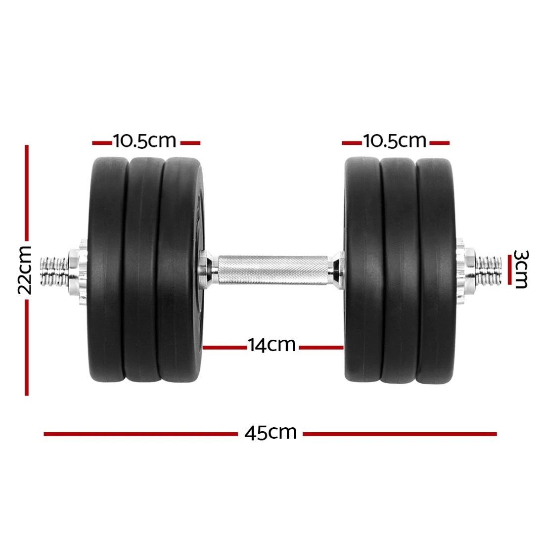 2 Everfit 35kg Dumbbell Set Weight Plates Dumbbells Lifting Bench - Black, 2 of 6