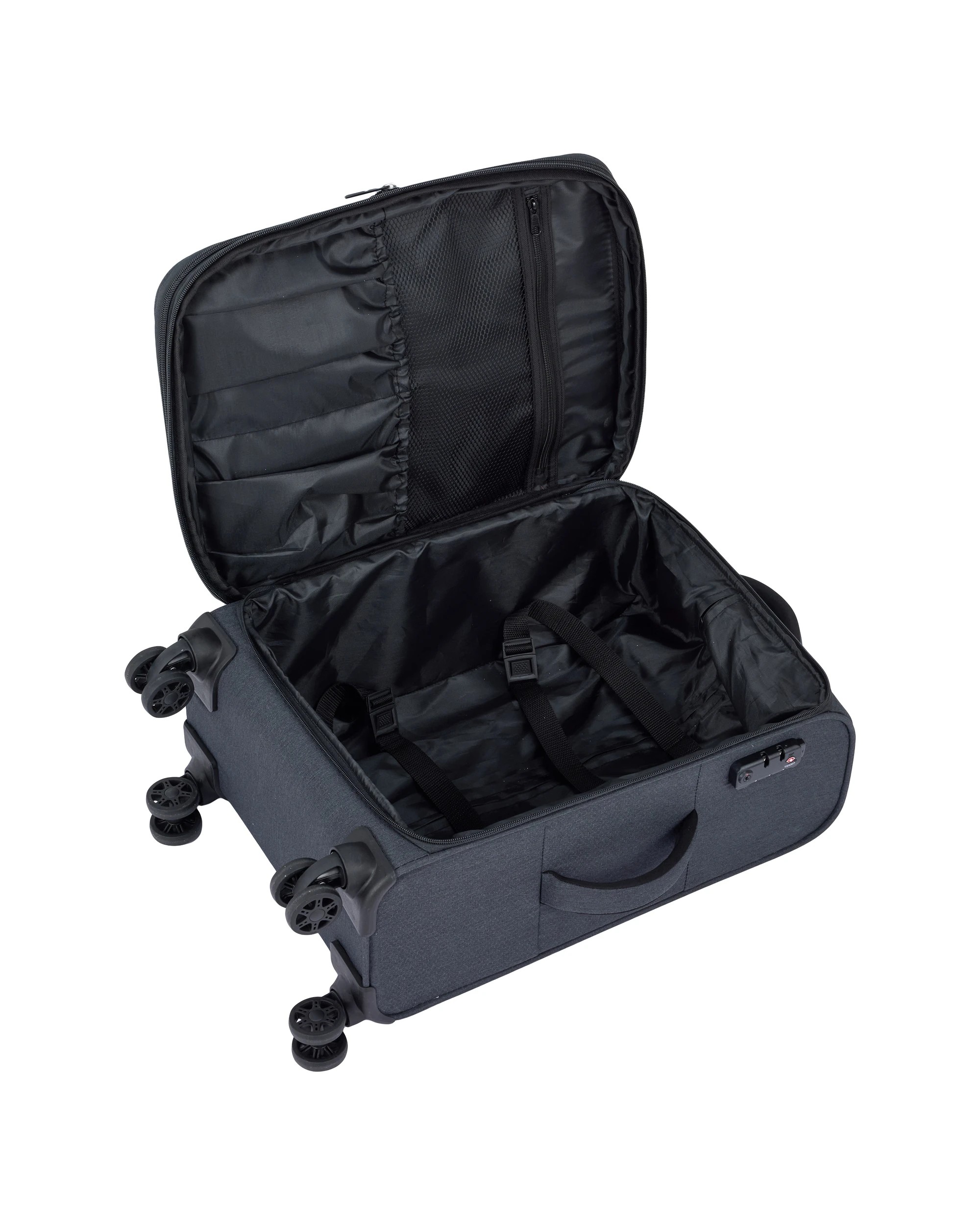 3 49.5cm 8 Wheels Lightweight Quilted Soft Case - Charcoal, 3 of 8