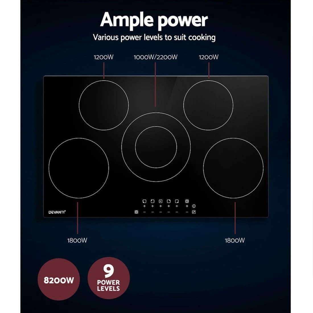 6 Devanti Electric Ceramic Cooktop 90cm - Black, 6 of 7