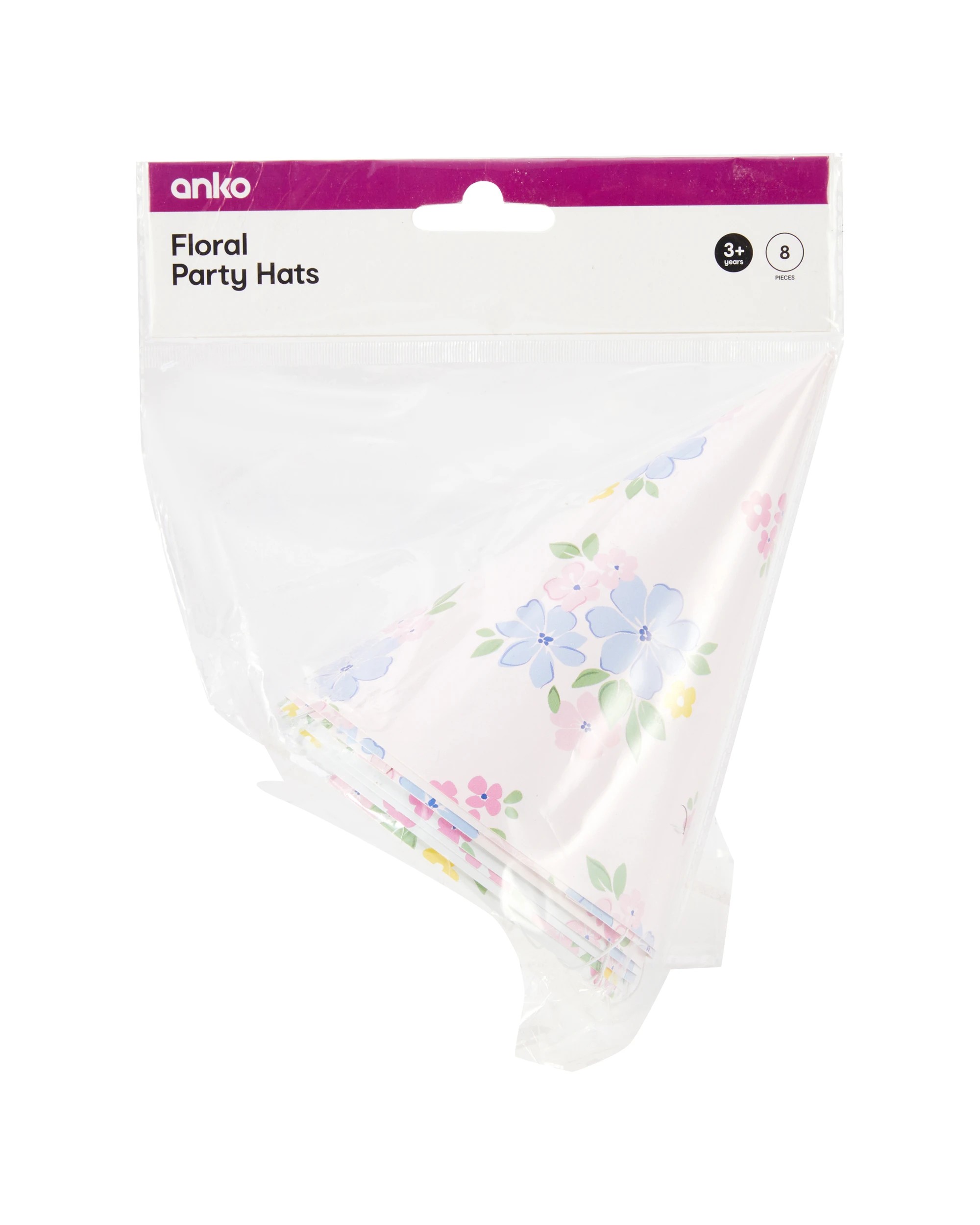 3 8 Piece Floral Party Hats, 3 of 3