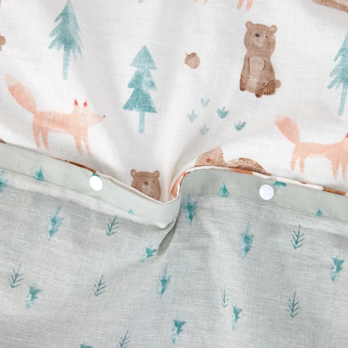 6 Cotton Reversible Cot Quilt Cover Set - Woodland, 6 of 7