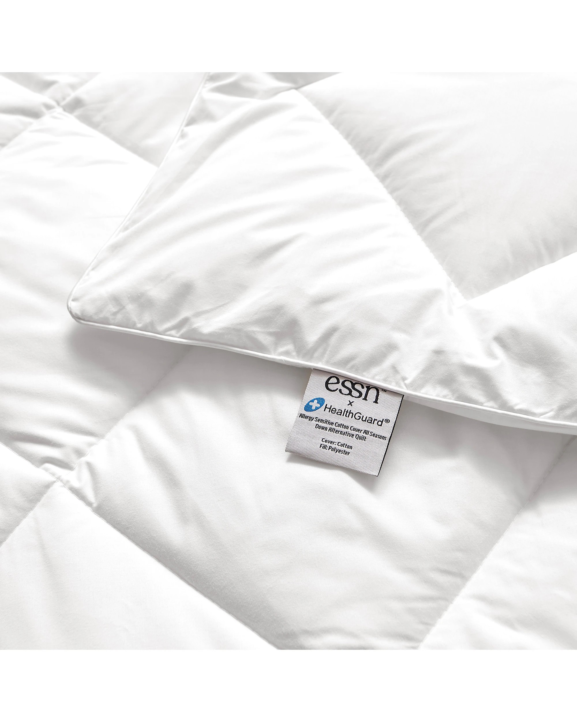 2 ESSN Healthguard Allergy Sensitive Cotton Cover All Seasons Down Alternative Quilt - King Bed - White, 2 of 6