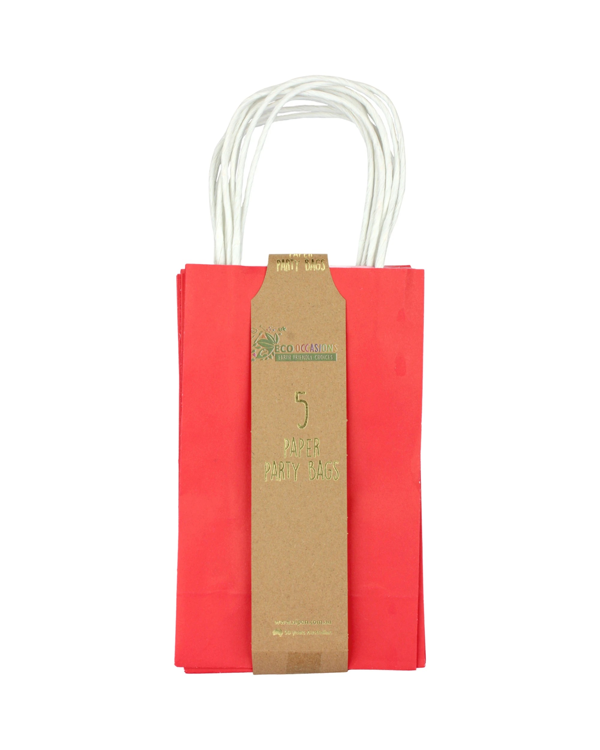 3 Alpen Paper Gift Bags 21.5cm Pack of 5 - Red, 3 of 3