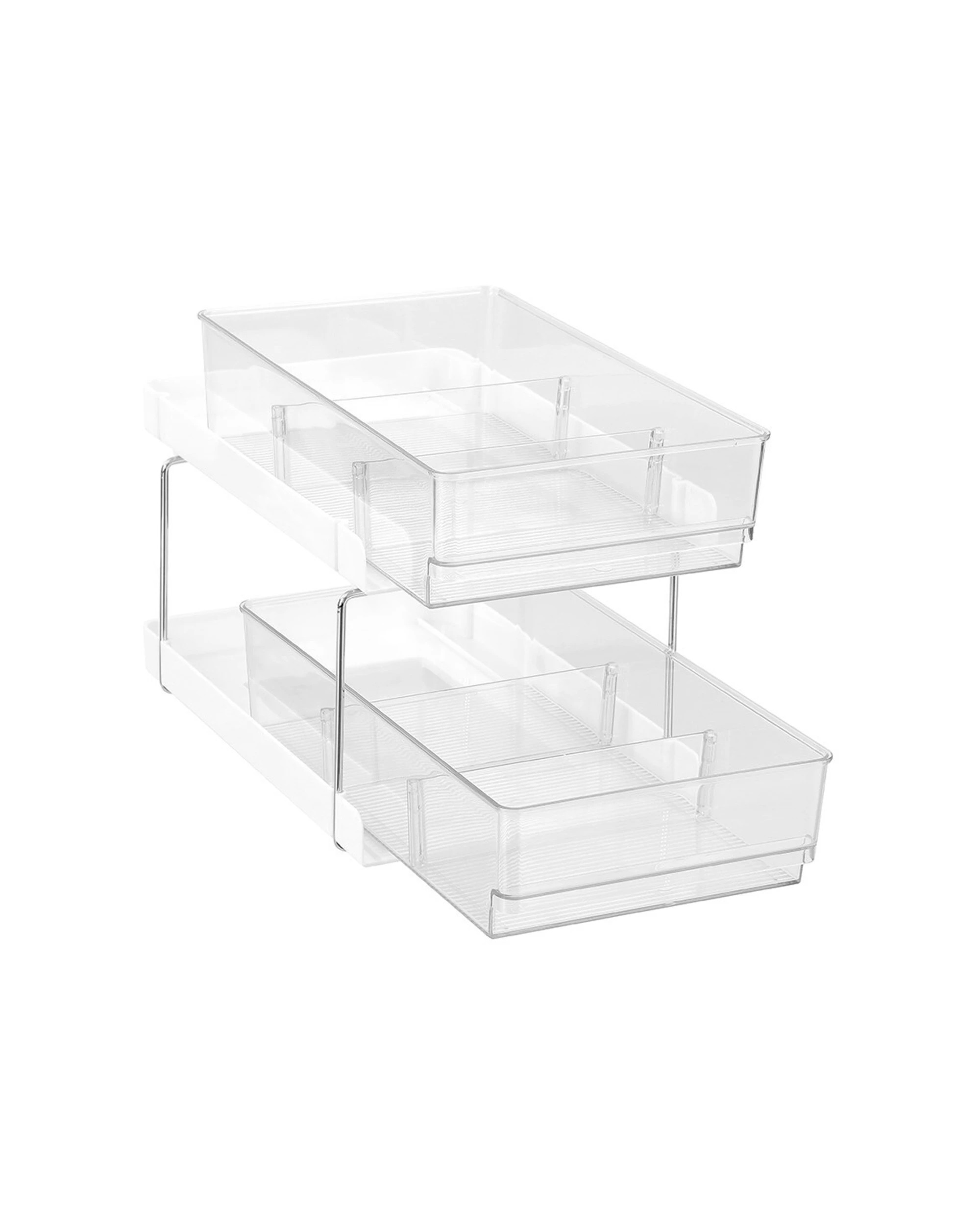 4 Boxsweden 2-Tier Crystal Drawer Trays With Dividers Organiser Storage Solution - Clear, 4 of 4