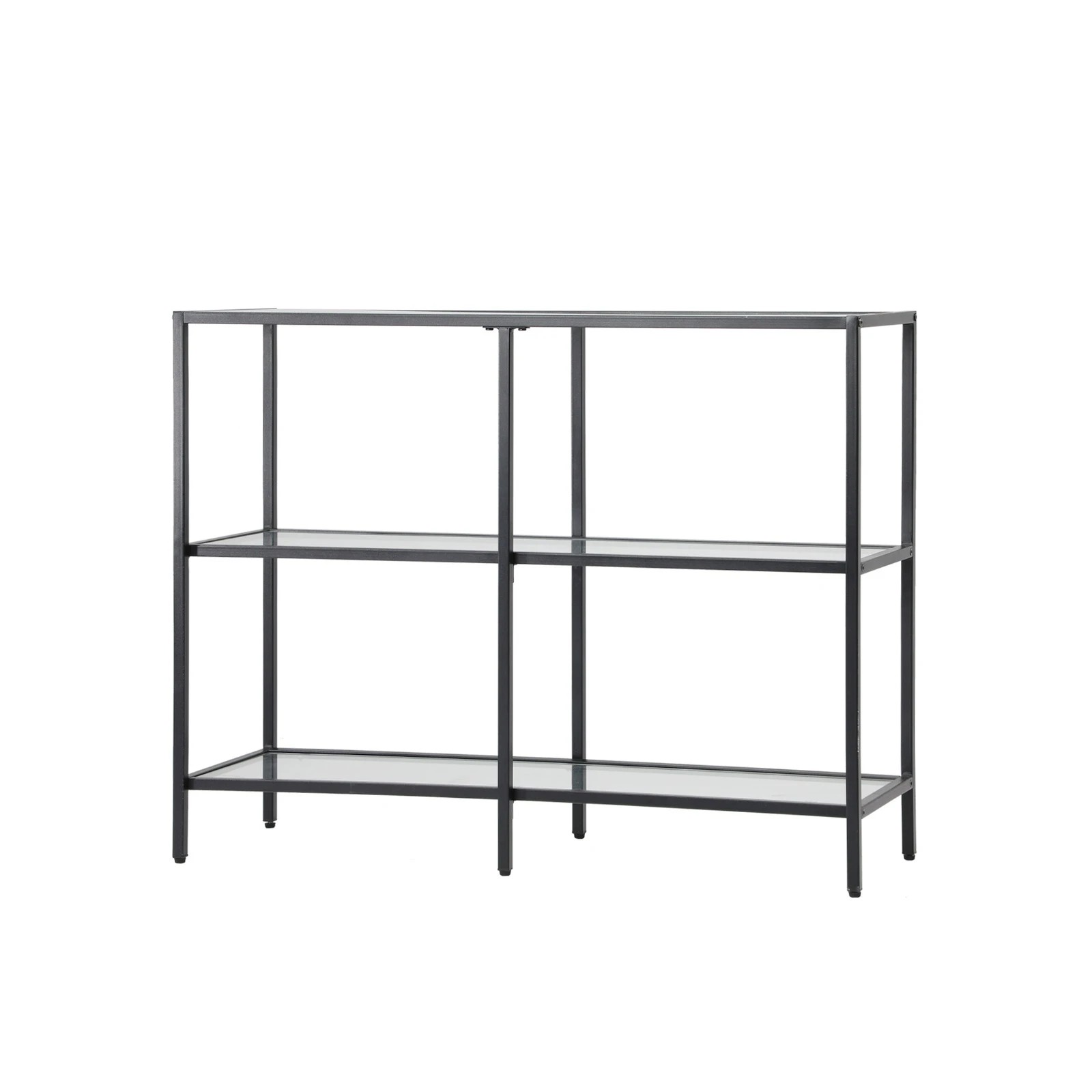 6 Oikiture Console Table Tempered Glass Sofa Table Hall Side Entry 3 Shelves
 - Black, 6 of 10
