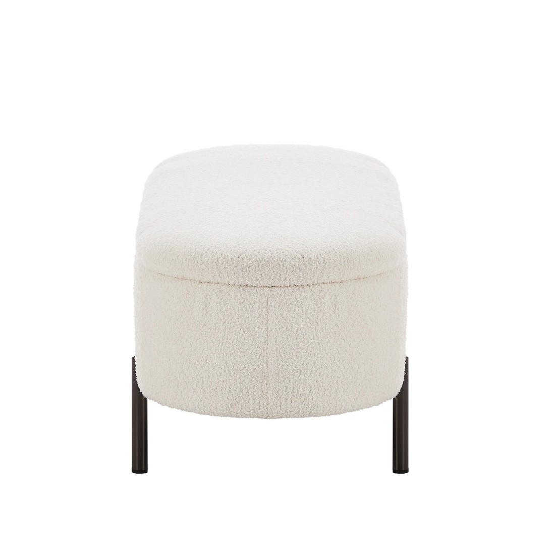 9 Oikiture Storage Ottoman Bench Oval Footstool Blanket Box Chest Toy Sherpa
 - White, 9 of 10