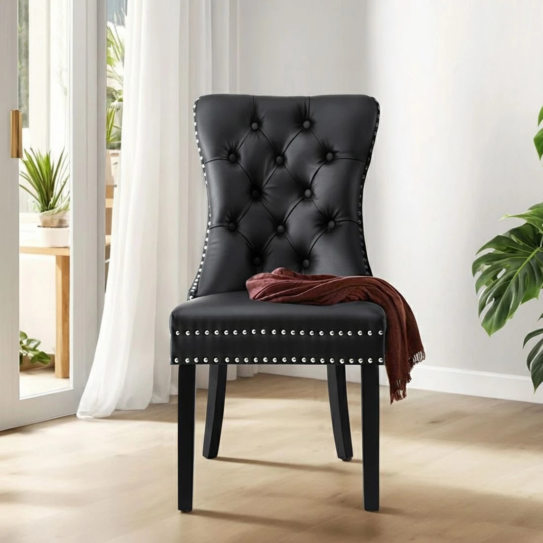 3 1 Set of 2 Artiss Dining Chairs Leather - Black, 3 of 5