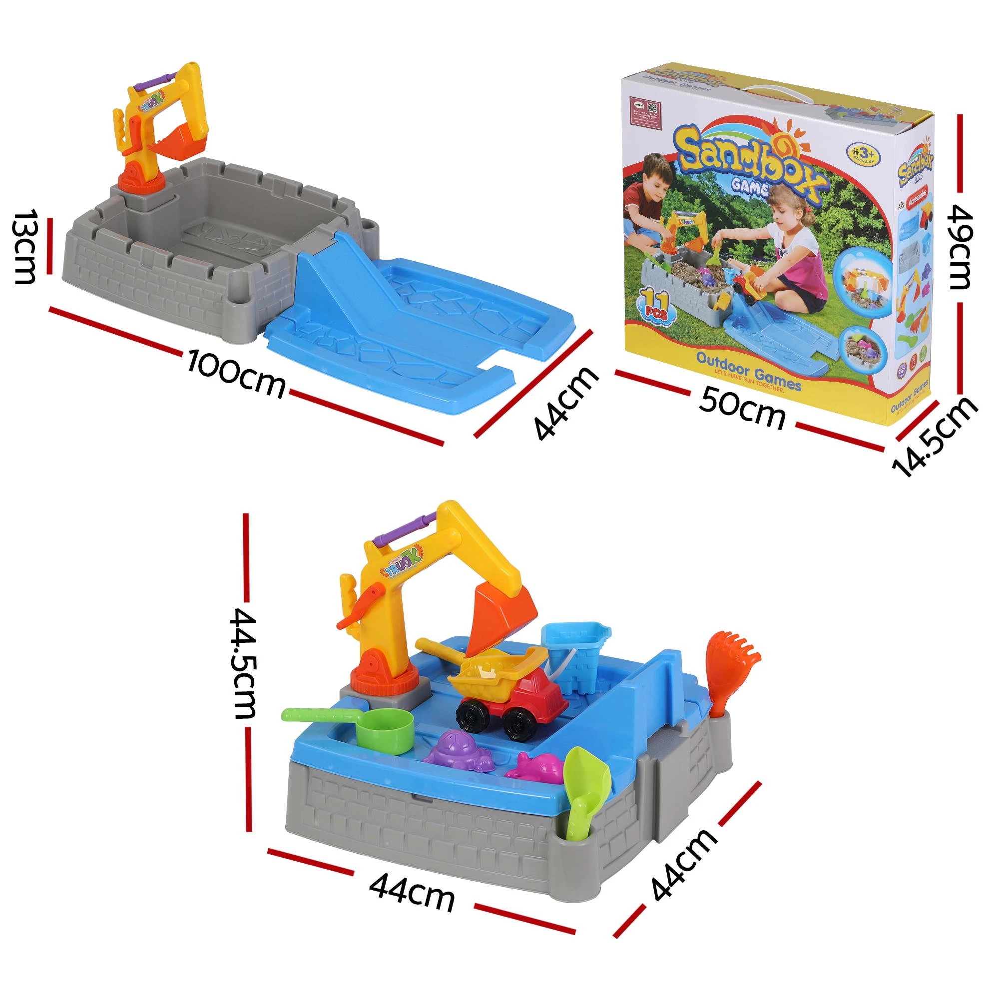 2 Keezi 2-in-1 Kids Construction Sandpit & Water Table - Multi, 2 of 7