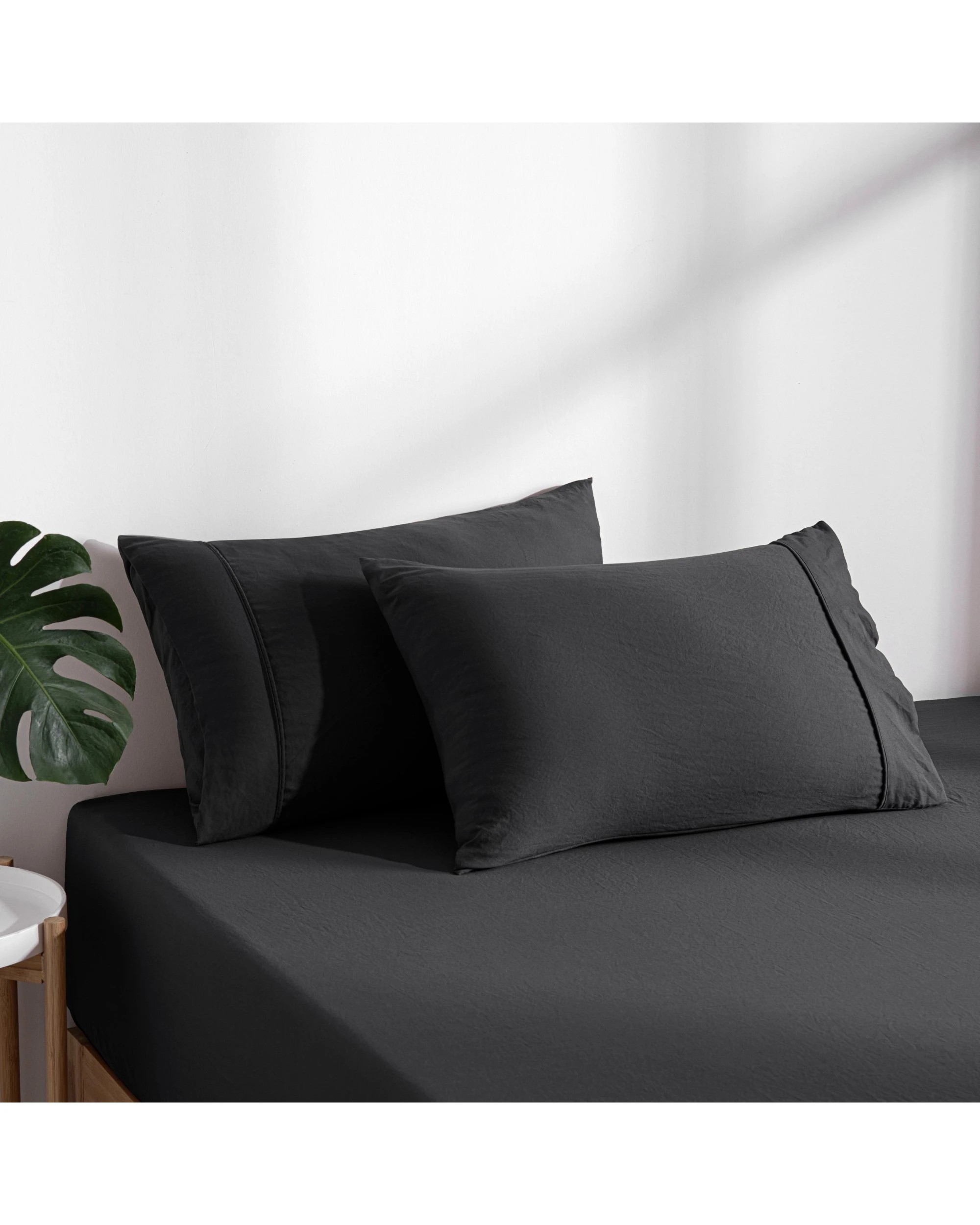 2 Dreamaker Superfine Washed Microfibre Combo Fitted Sheet Set - Single Bed - Black, 2 of 8