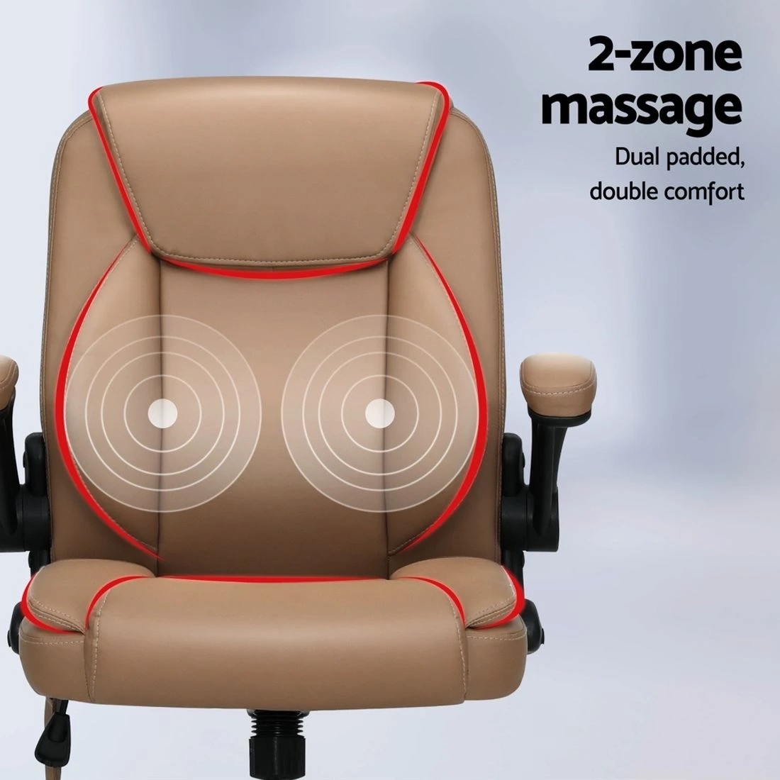 5 Artiss 2 Point Massage Office Chair Leather Mid Back - Brown, 5 of 7