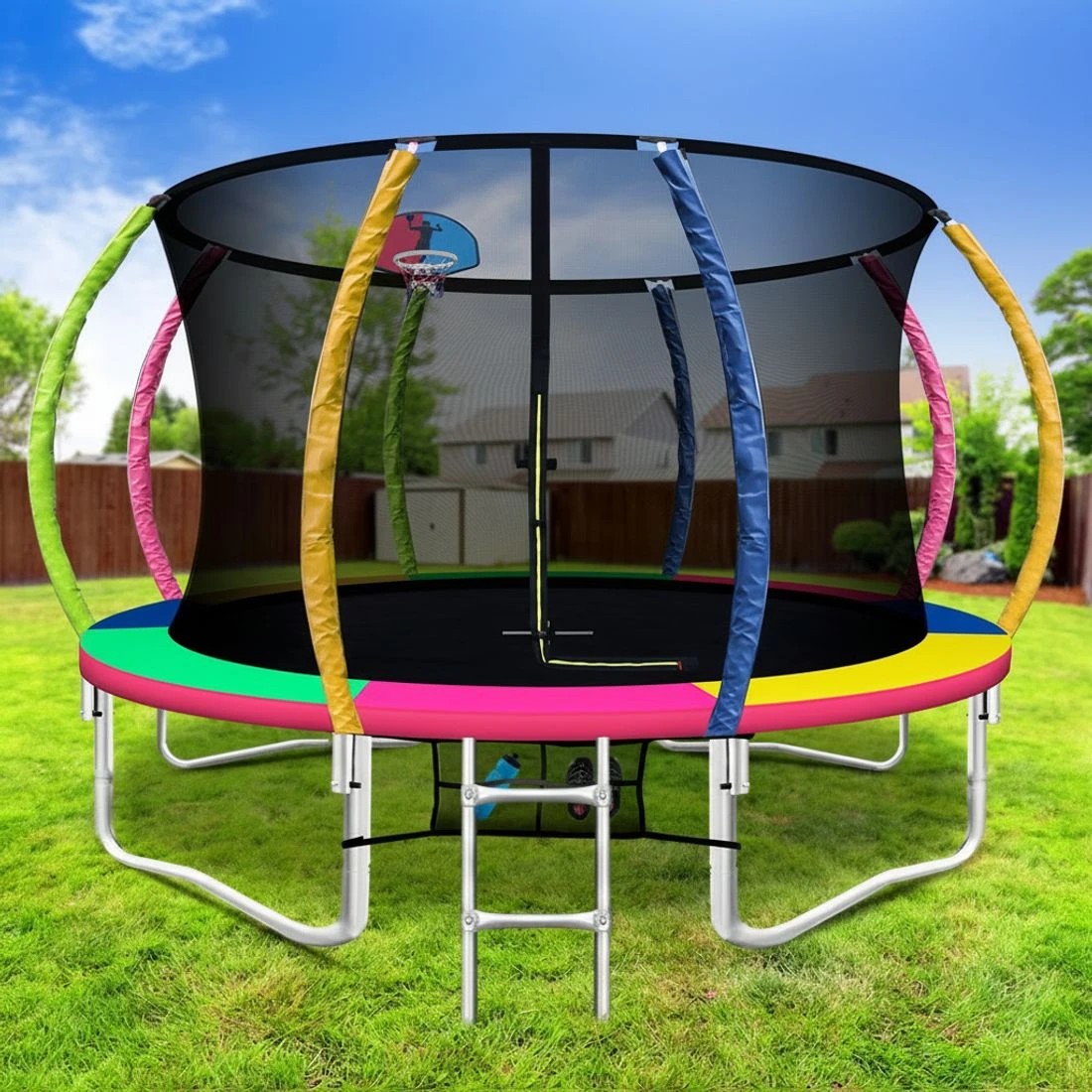 8 Everfit 12FT Trampoline for Kids w/ Ladder Enclosure Safety Net Rebounder - Multi, 8 of 8