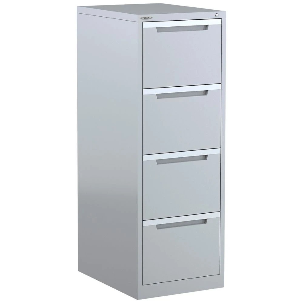 1 Steelco 4 Drawer Filing Cabinet Silver Grey Cabinets Filing Drawer Cabinets, 1 of 3