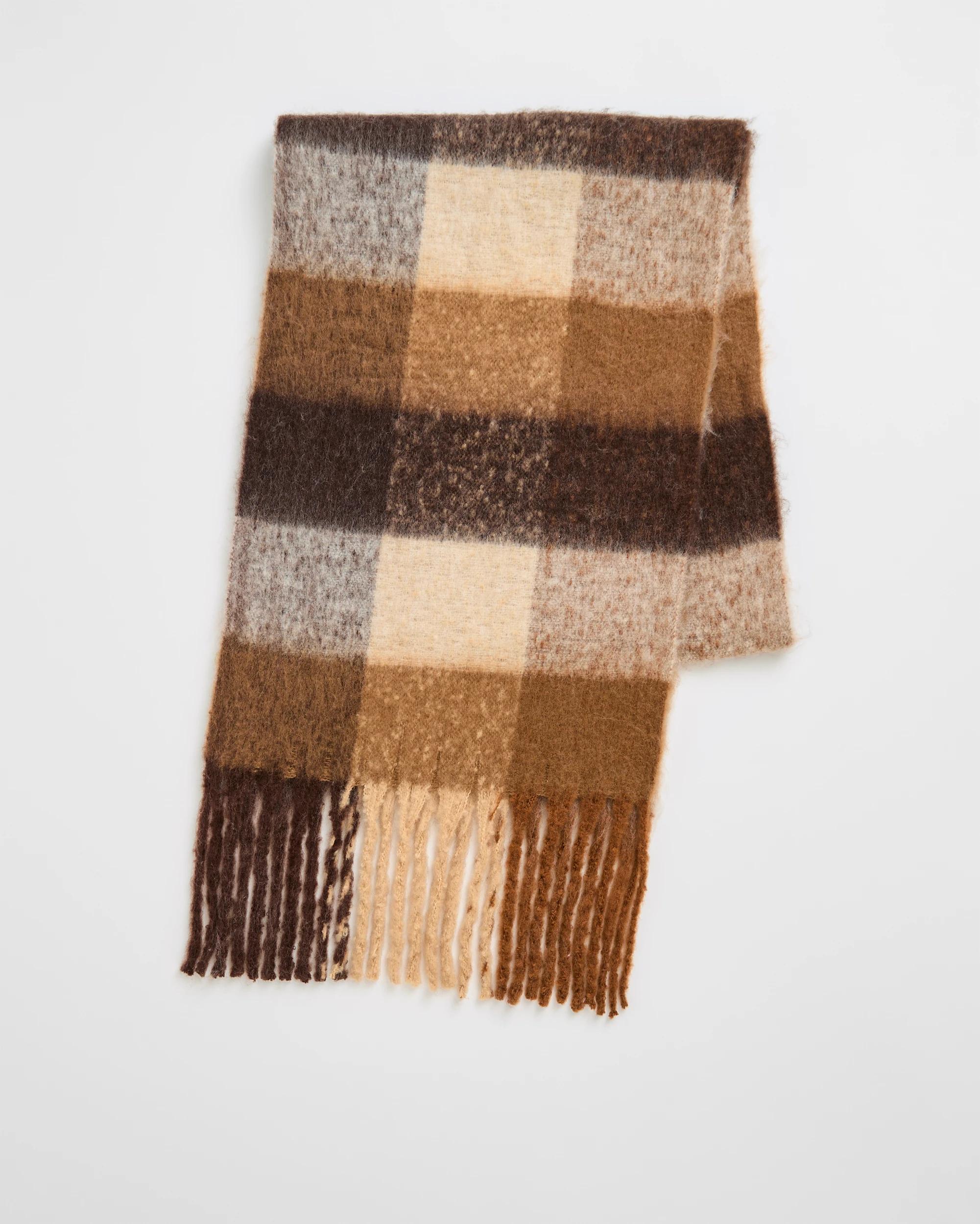 1 Target Woman Brushed Check Scarf CHOCOLATE, 1 of 5