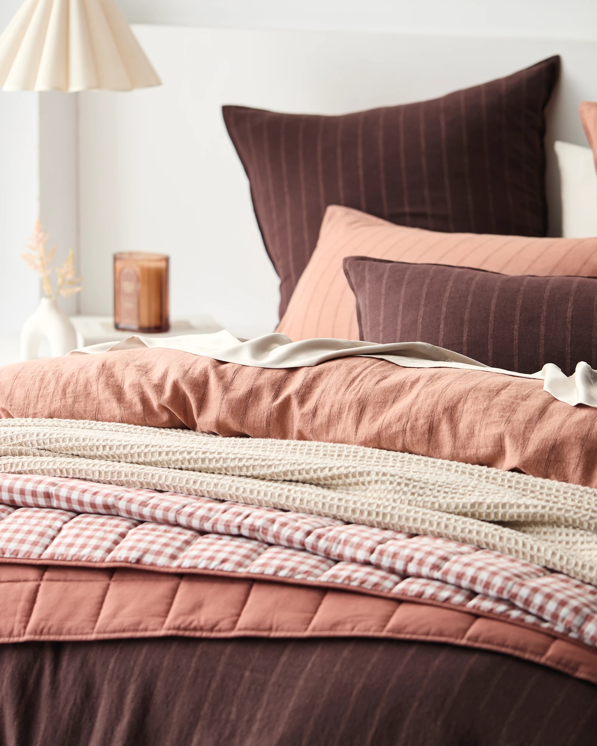 4 Target Adelle Stripe Linen/Cotton Quilt Cover Set - Queen Bed - Brown, 4 of 9