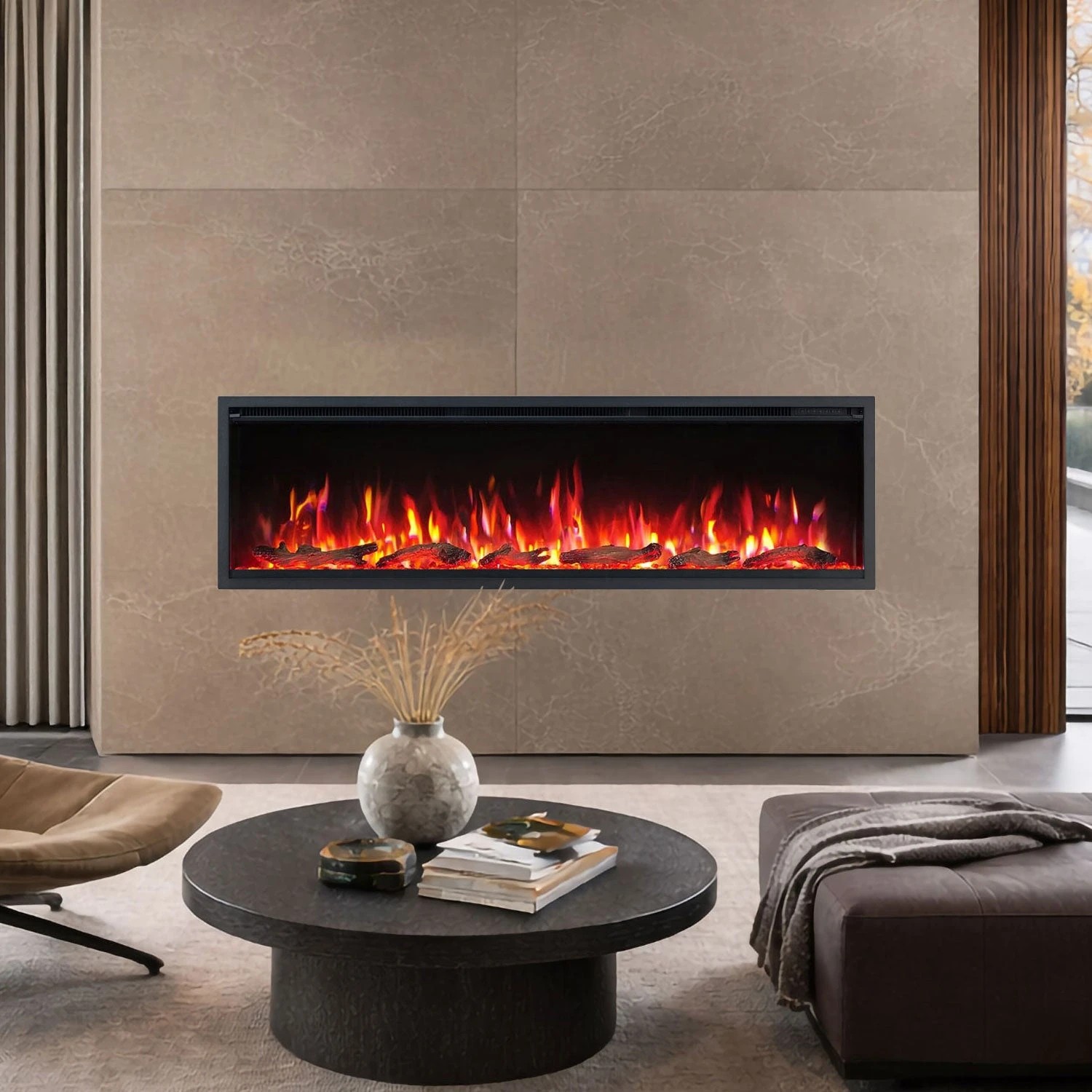 1 Moda Living Lumina 60 inch Electric Fireplace - Black, 1 of 1