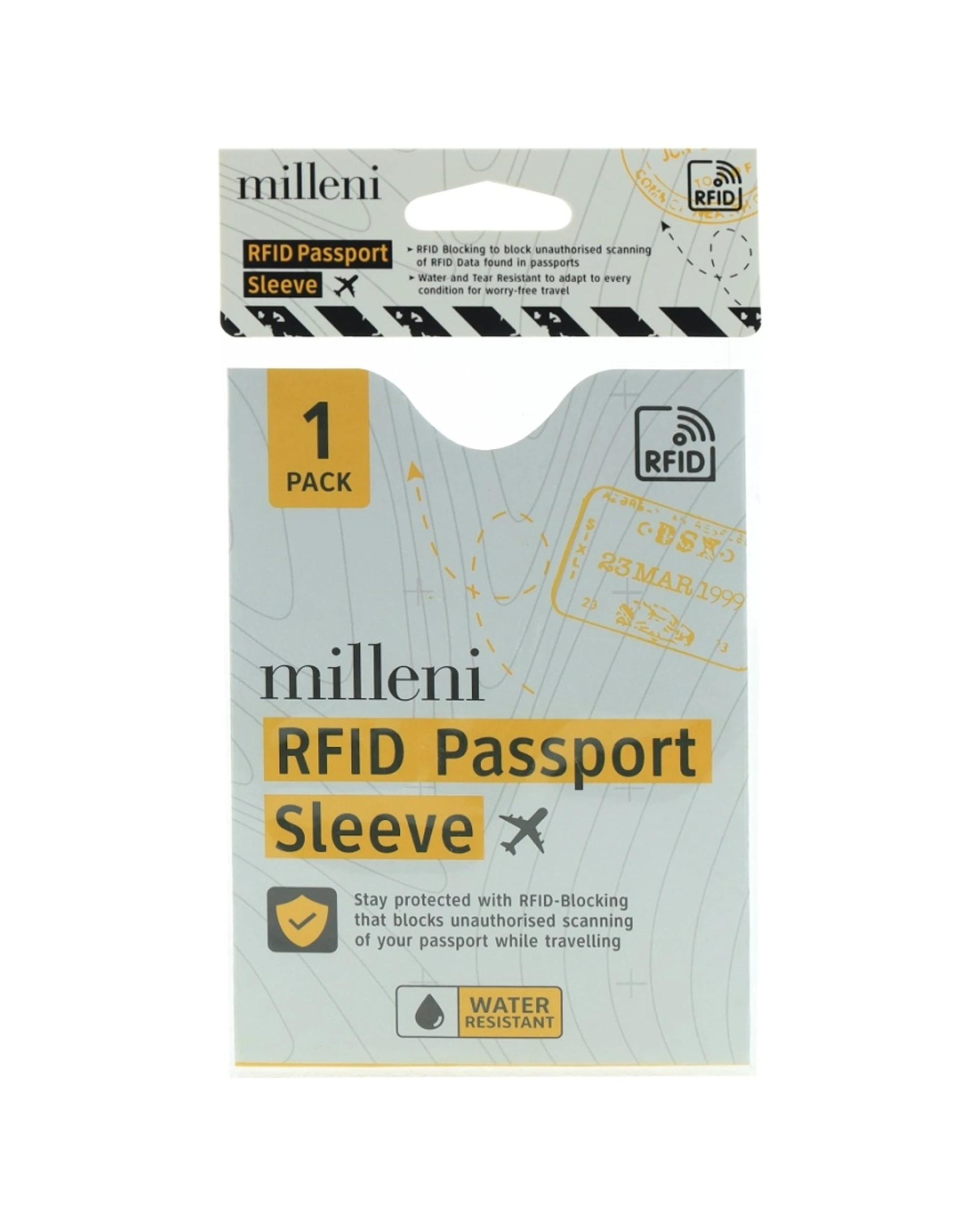 1 Milleni Travel RFID Passport Sleeve Water/Tear Resistant Secure - Clear, 1 of 3
