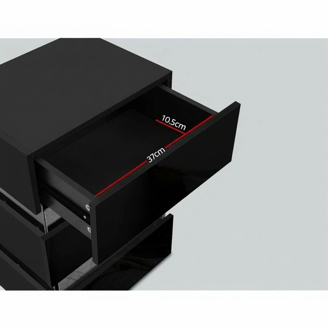 8 Artiss 2x Bedside Table LED 3 Drawers - LUMI - Black, 8 of 8